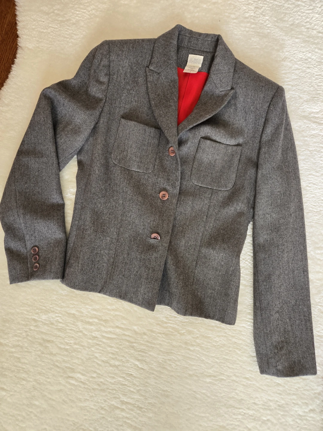 Grey Blazer + Long Pencil Skirt with Red Lining - photo 2