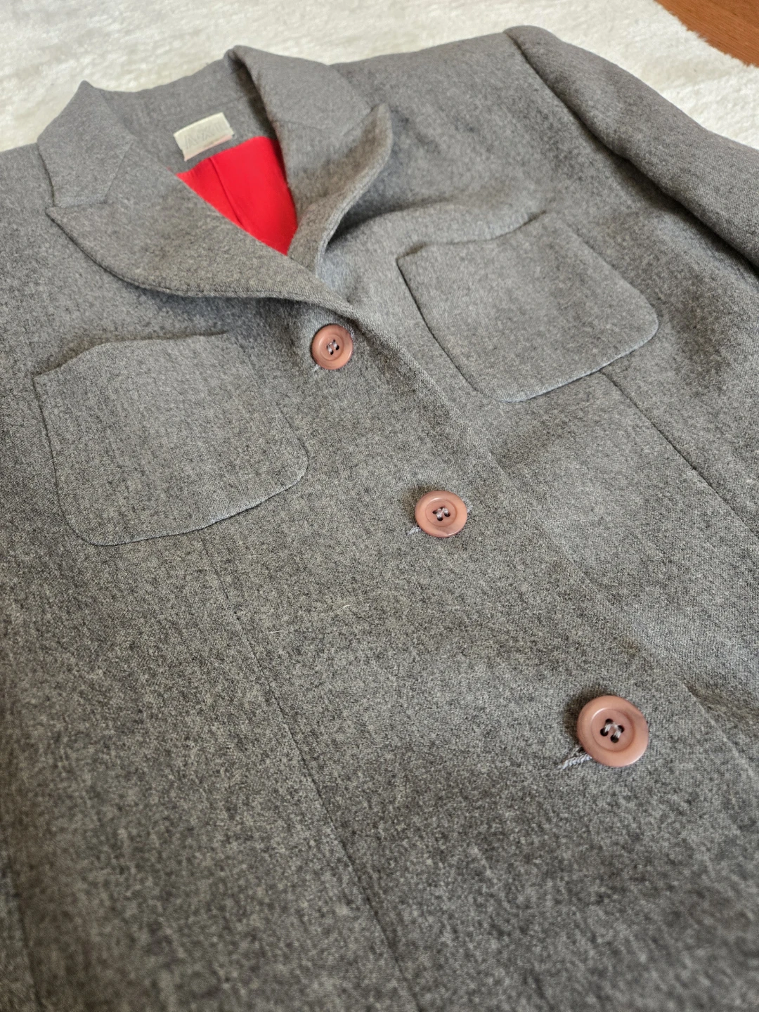 Grey Blazer + Long Pencil Skirt with Red Lining - photo 3