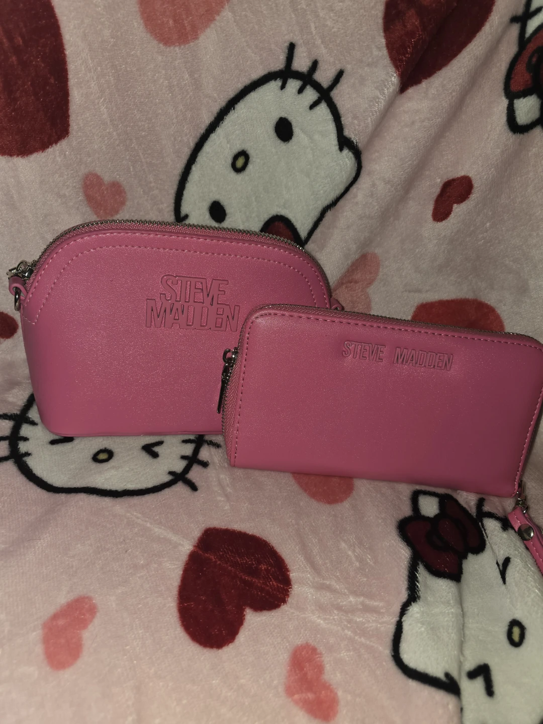Steve Madden Pink Cosmetic Bag and Wallet Set