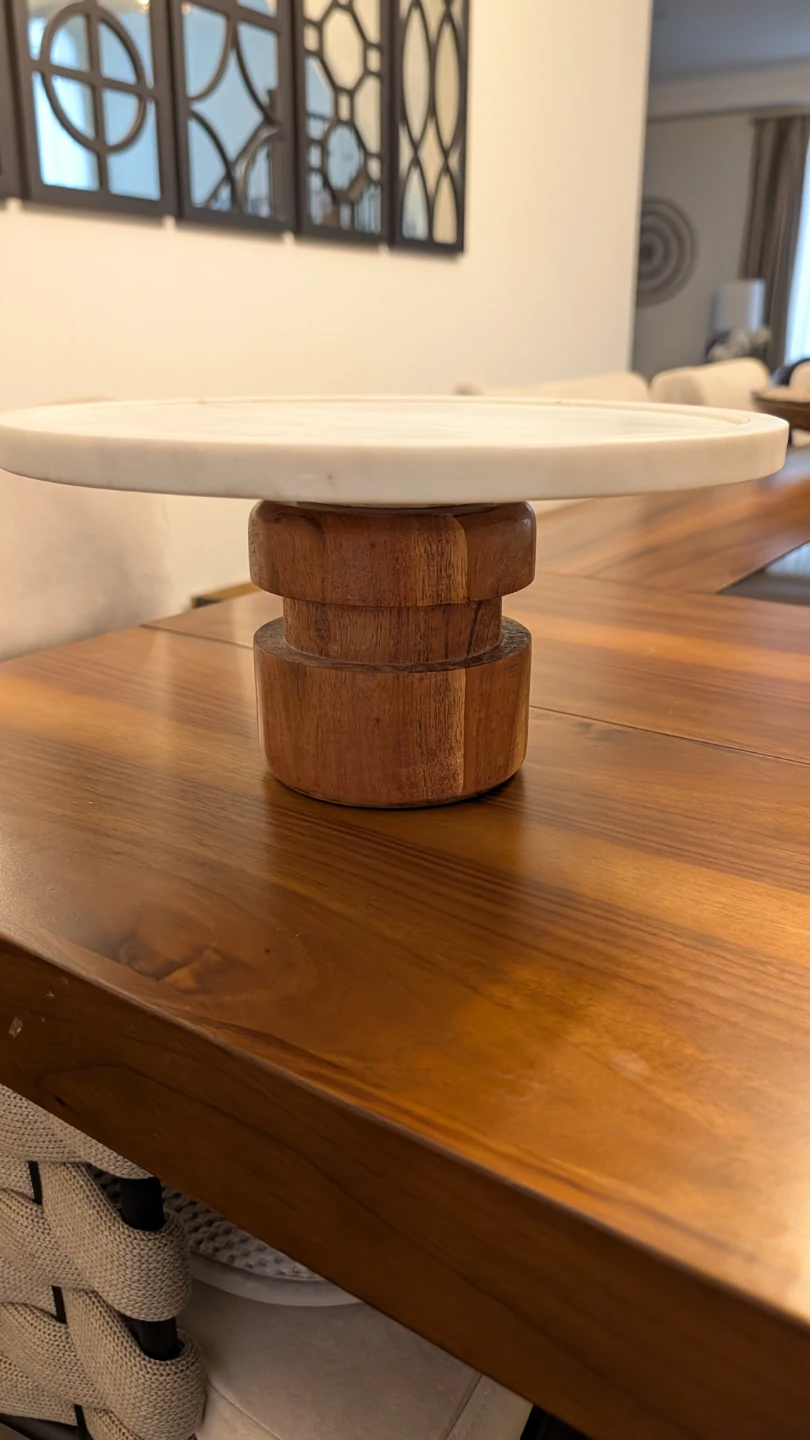 Marble and Wood Cake Stand
