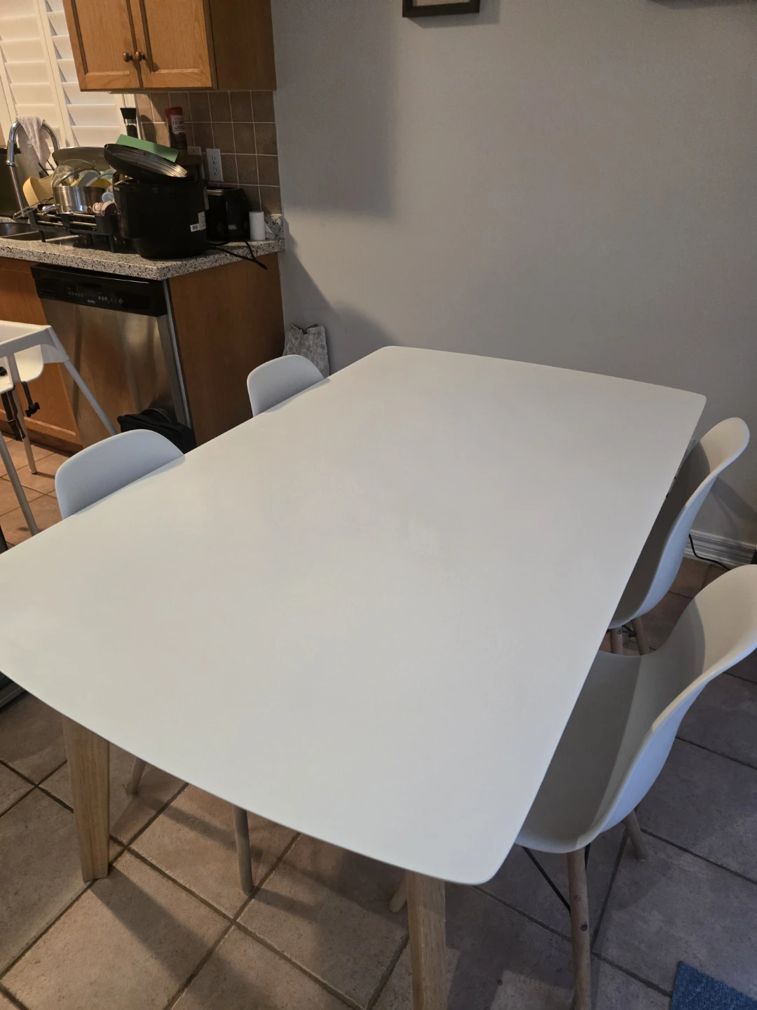 Modern White Dinning Table with 4 chairs - photo 2