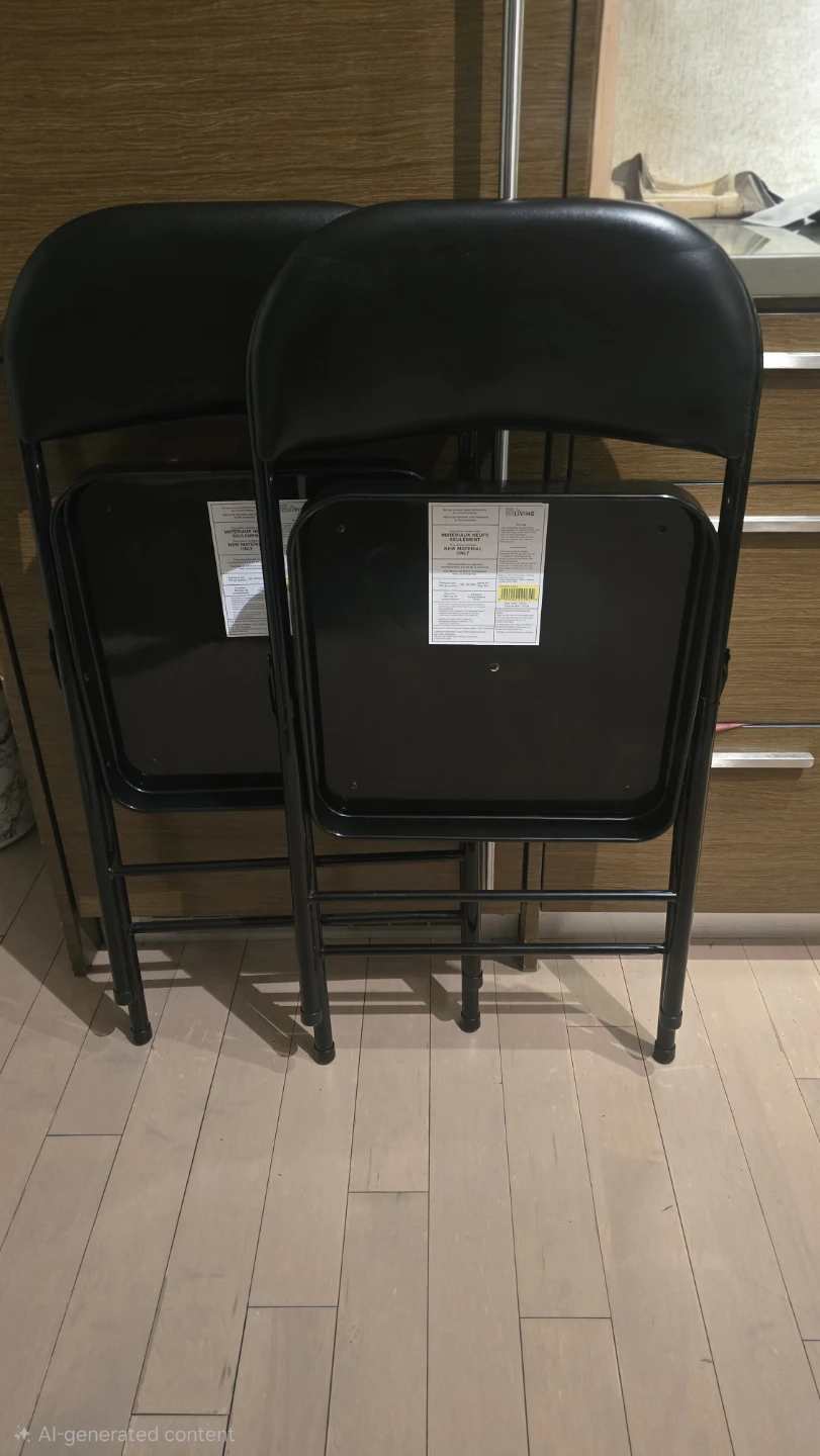 Set of 2 Black Folding Chairs - photo 3