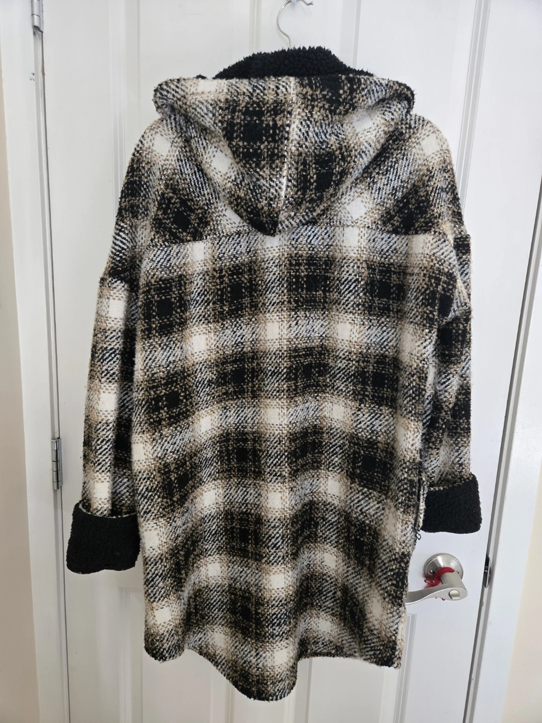 DESIGN LAB plaid hooded jacket with sherpa trim - photo 2