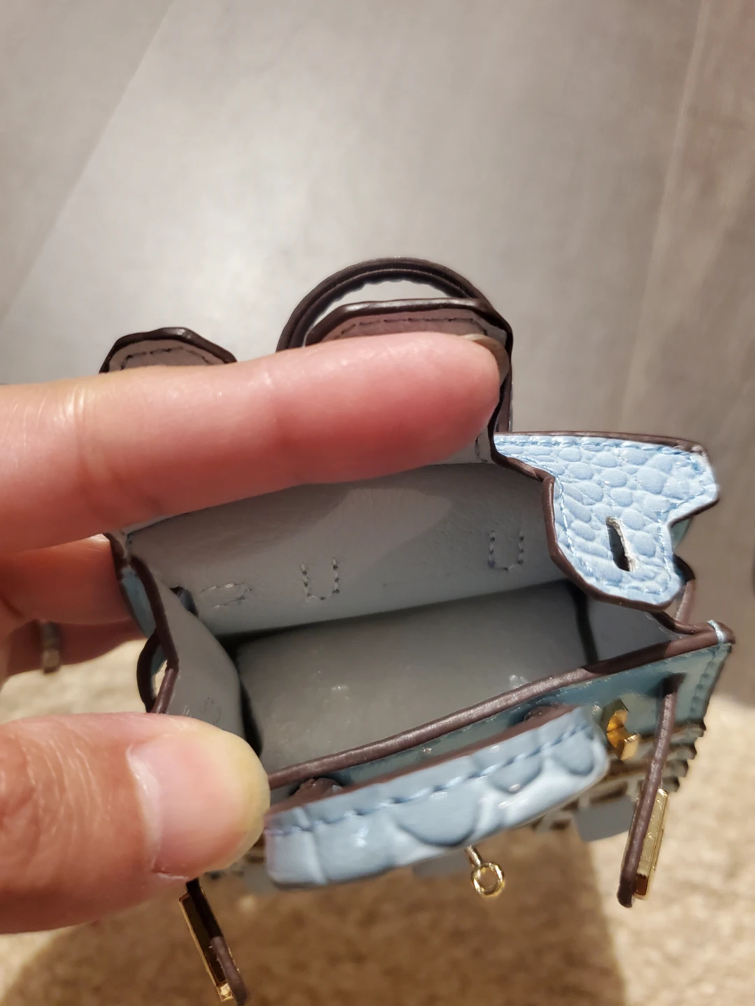 Light Blue Mini Handbag Coin Purse Key Chain - photo 5