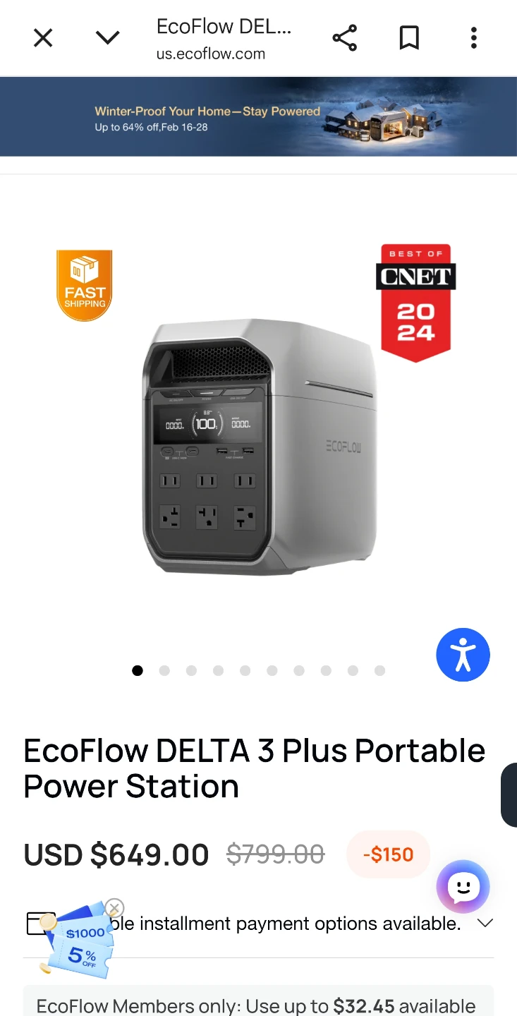 EcoFlow DELTA 3 Plus + Smart Extra Battery + 2×220W Panels
