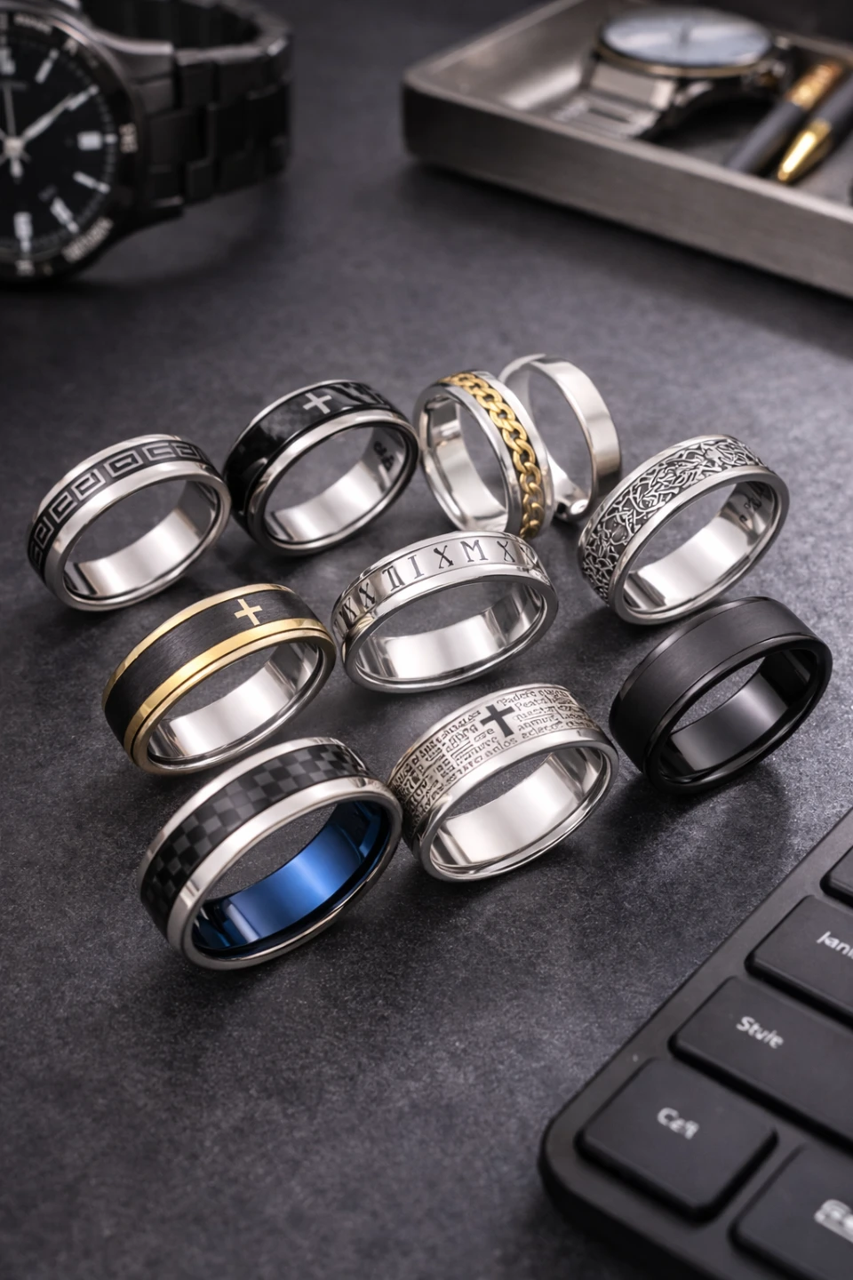 Men's Stainless Steel Rings - Multiple Designs - photo 2