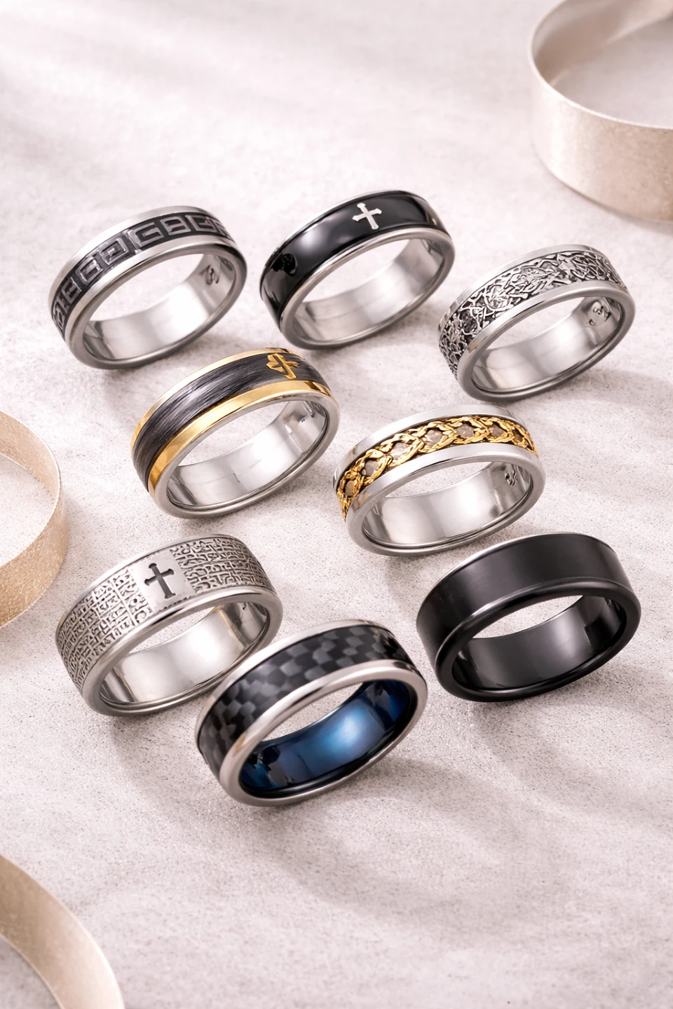 Men's Stainless Steel Rings - Multiple Designs - photo 5