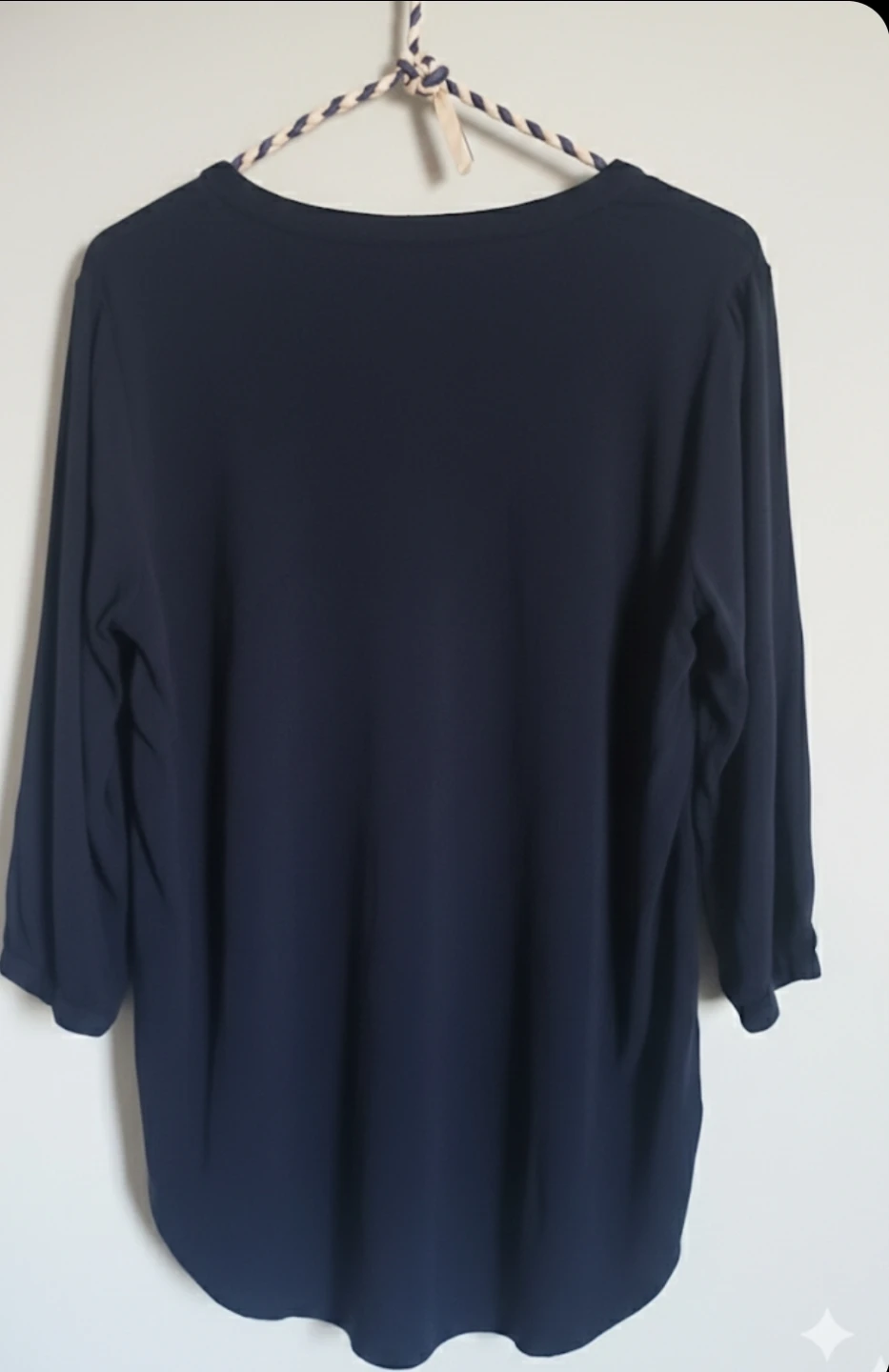 Navy Blue V-Neck Blouse -3/4 sleeve- Size Medium - photo 3