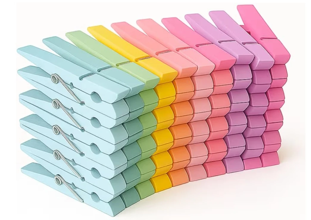 Wooden Clothes Pins, 50 Pack, Pastel, Clothes Pins Wooden