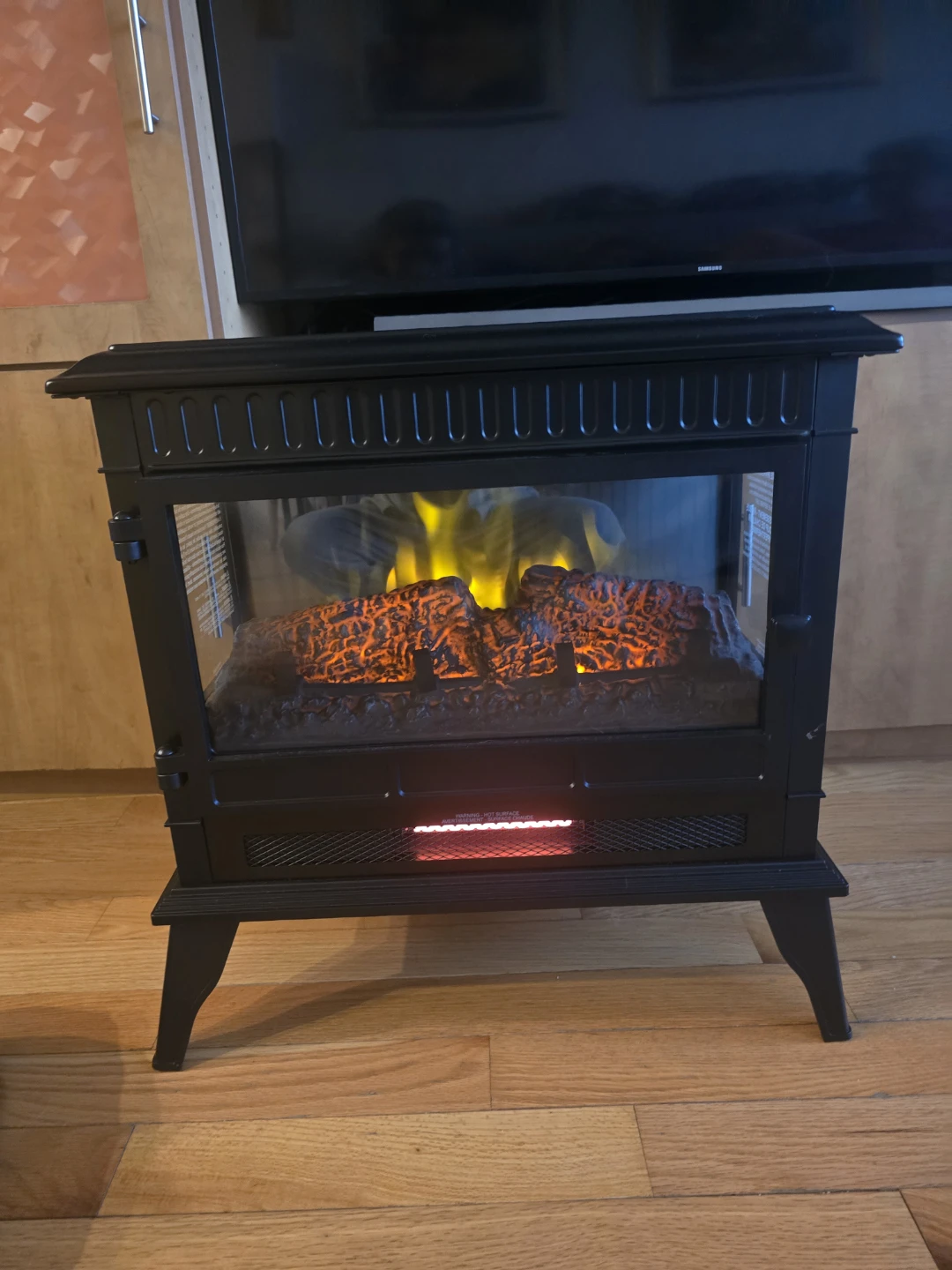 Black Electric Fireplace with Flame Effect