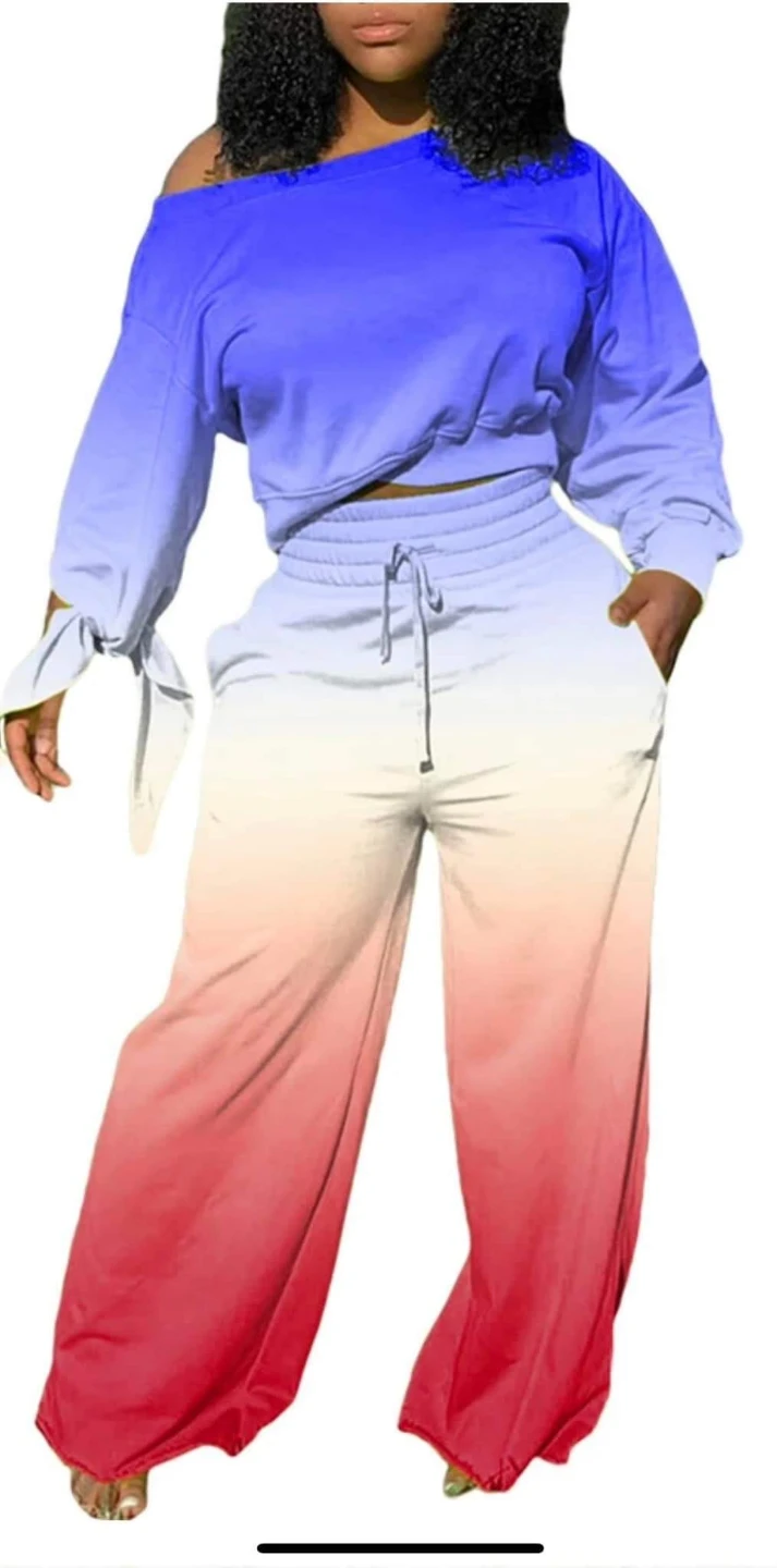 Ombre Sweatshirt and Pants Set