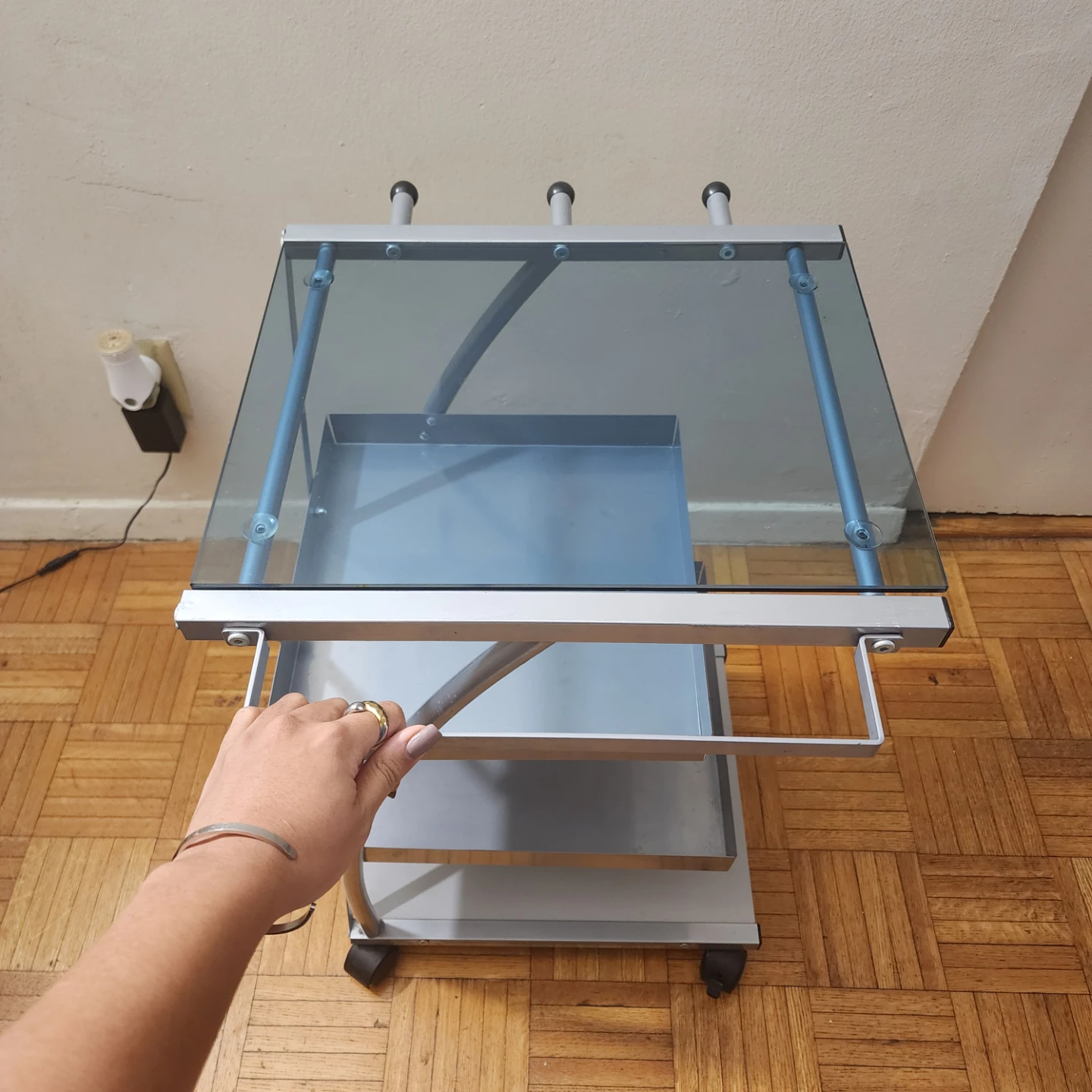 Metal and Glass Rolling Cart (For Art) - photo 3