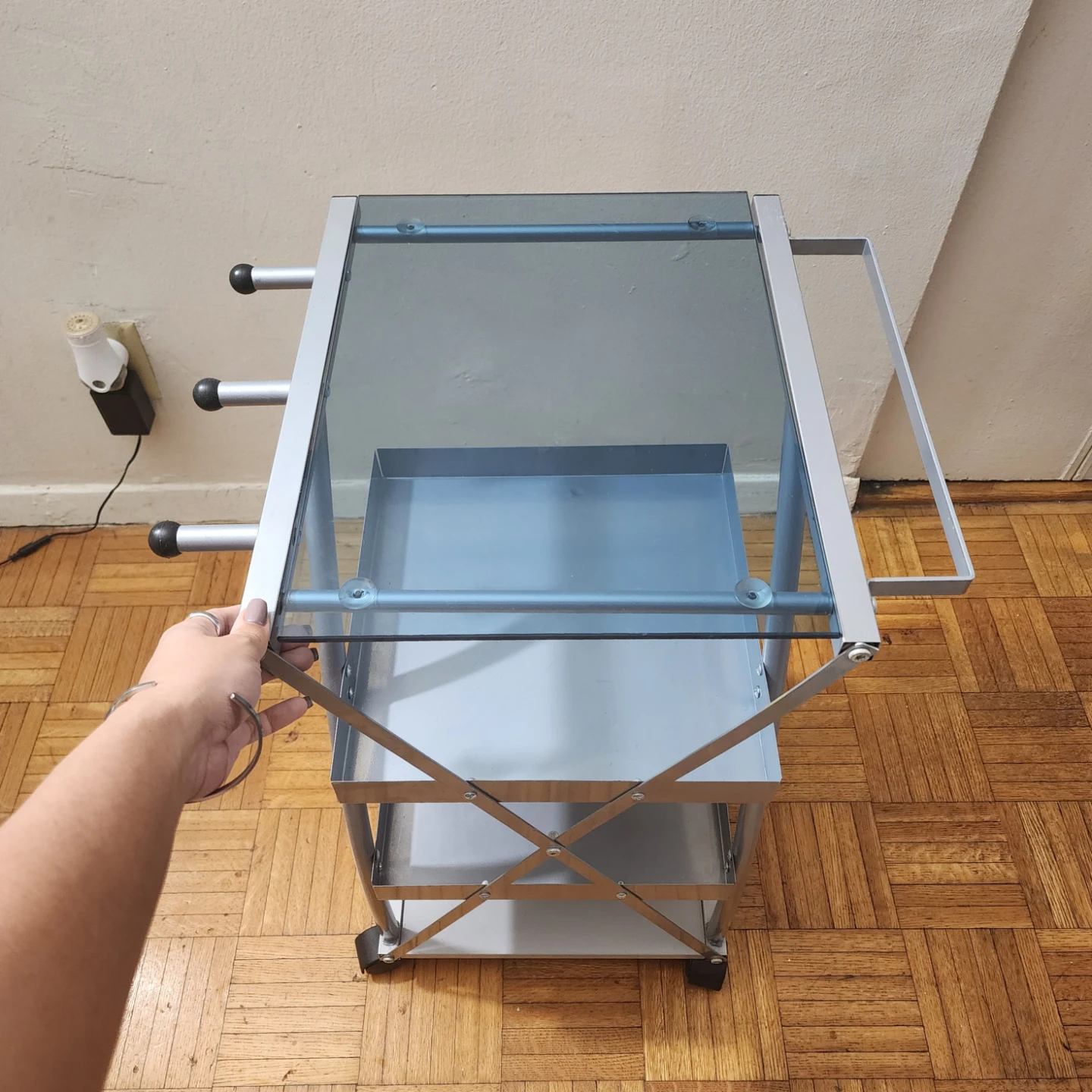 Metal and Glass Rolling Cart (For Art) - photo 4