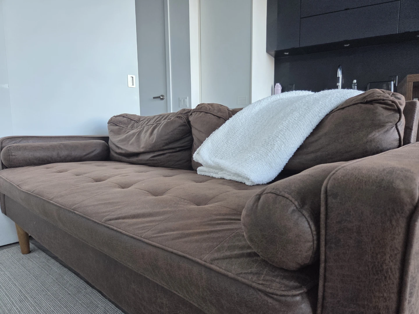 Brown Tufted Sofa - photo 2