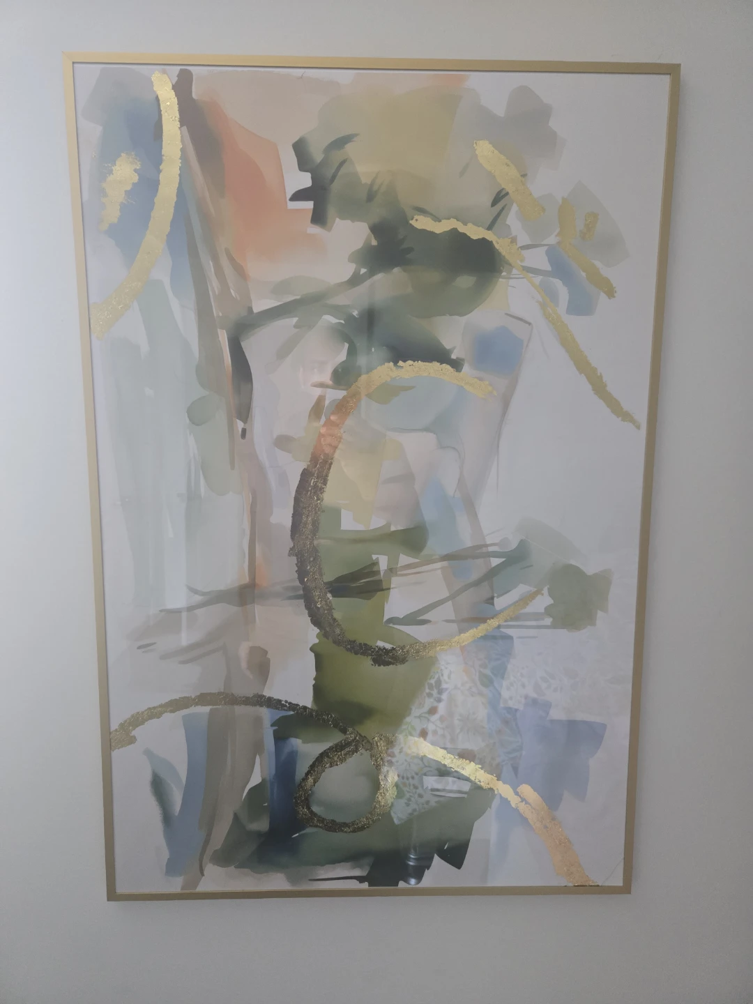 Framed Abstract Art Print with Gold Accents (61cm x 91cm)