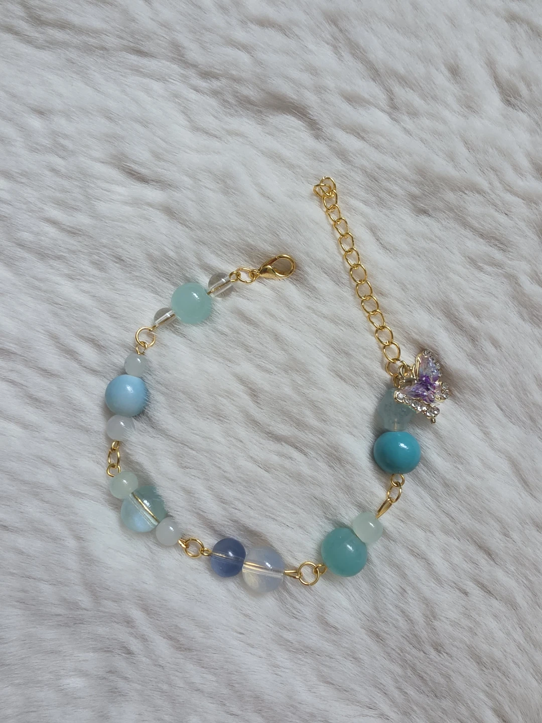 Beaded Bracelet with Butterfly Charm