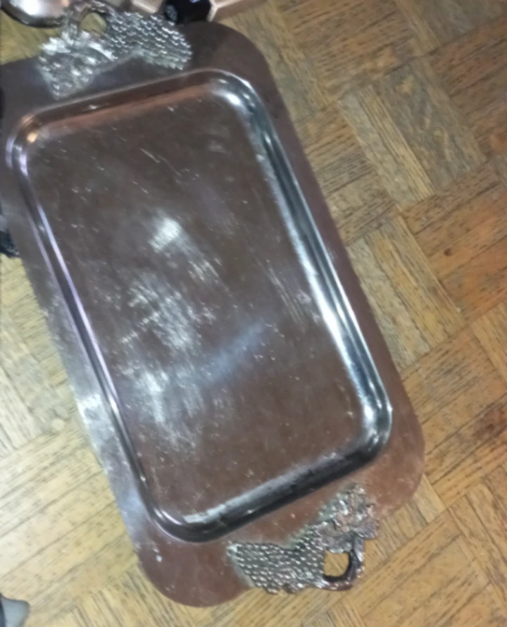 Vintage Antique Serving Tray with Grape Handles