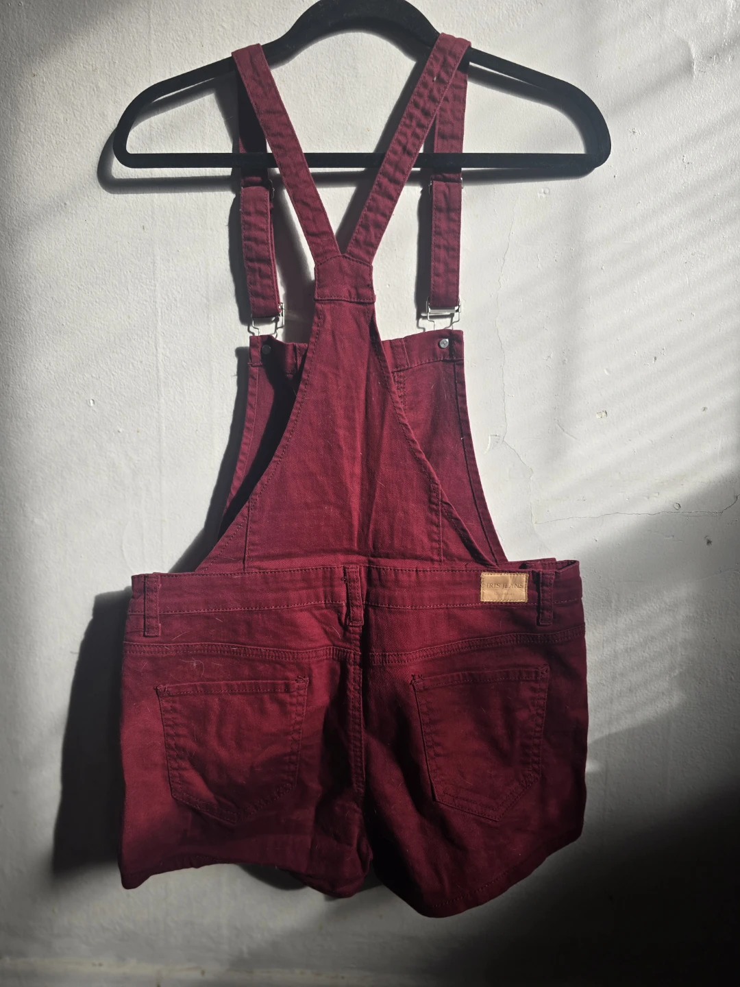 Iris Jeans Red Denim jumper Shorts Size L - photo 3