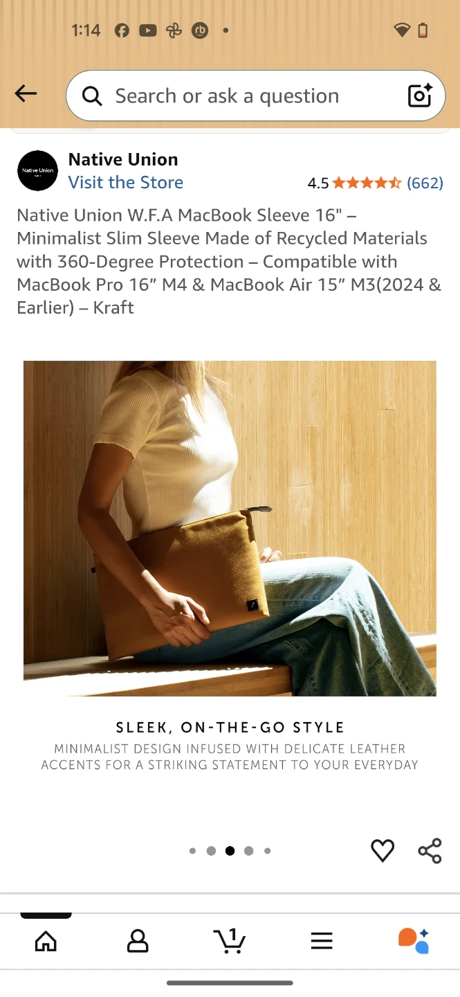 Native Union W.F.A MacBook Sleeve 16" - Kraft - photo 5
