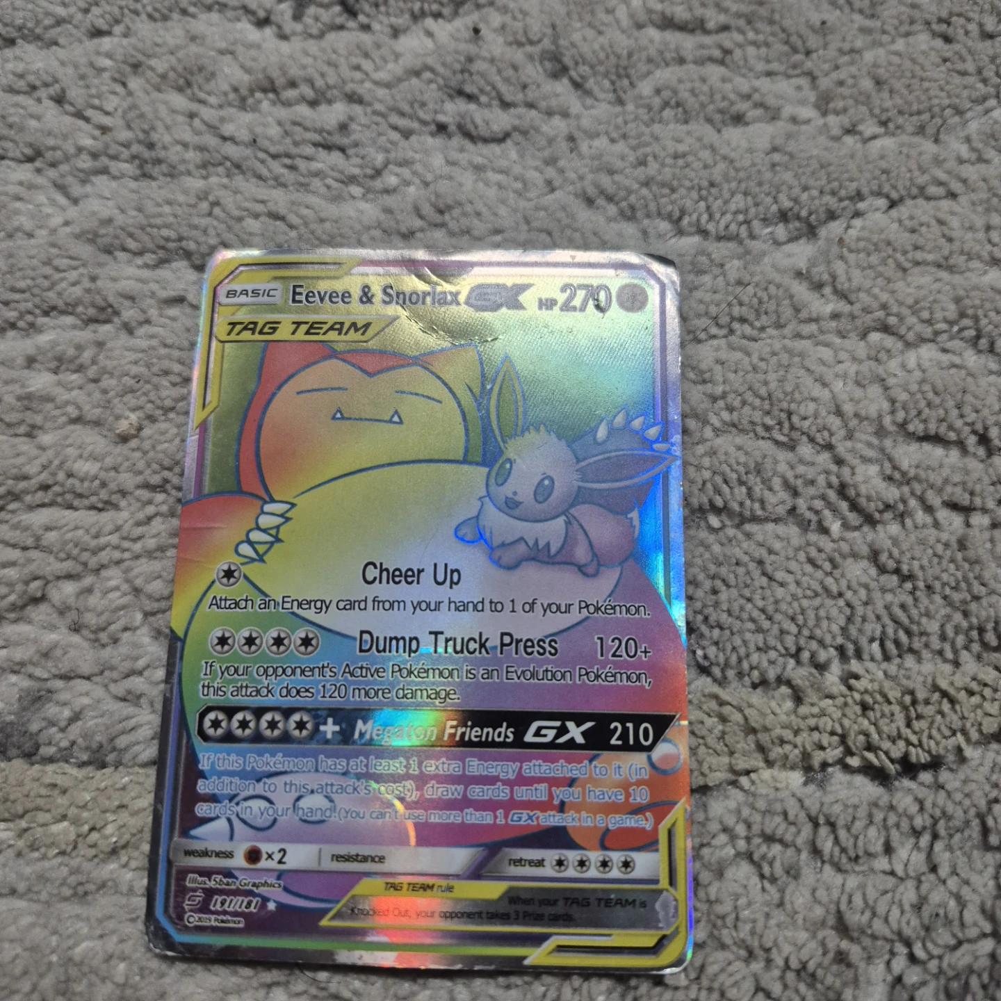 Pokemon Eevee & Snorlax GX Tag Team Trading Card - photo 3