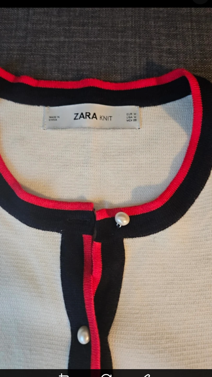 ZARA Knit Cardigan - Cream/Black/Red - Size M - photo 2