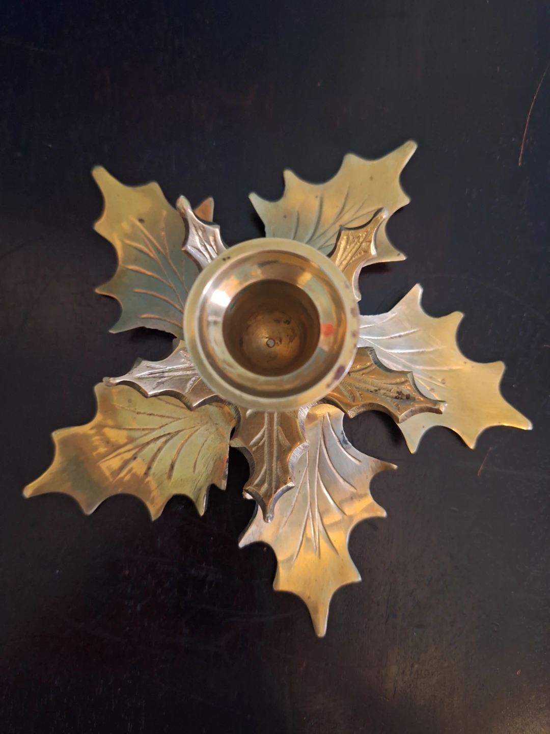 Vintage Brass Leaf Candlestick Holder - photo 3