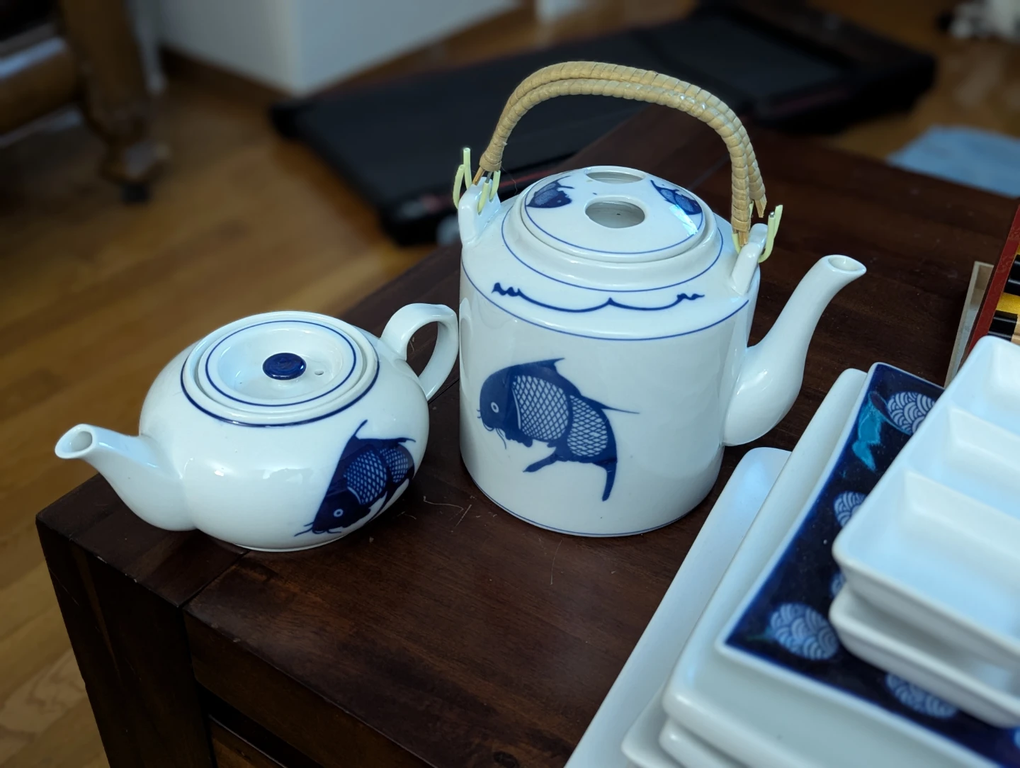 2 Teapots and Asian Dinnerware Set - photo 4