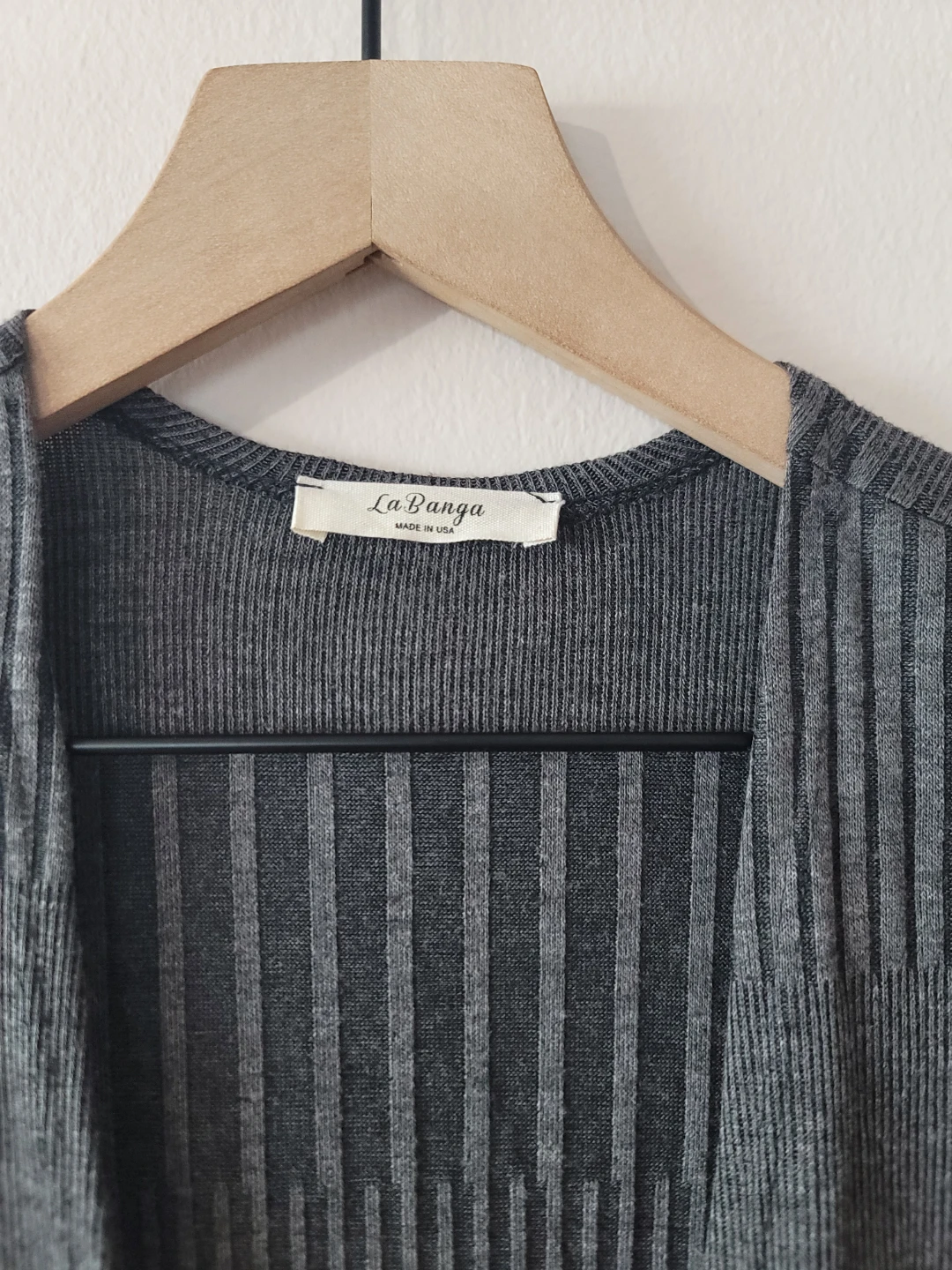 La Banga Charcoal Ribbed Knit Maxi Duster Cardigan NWT Sz S Y2K - photo 2