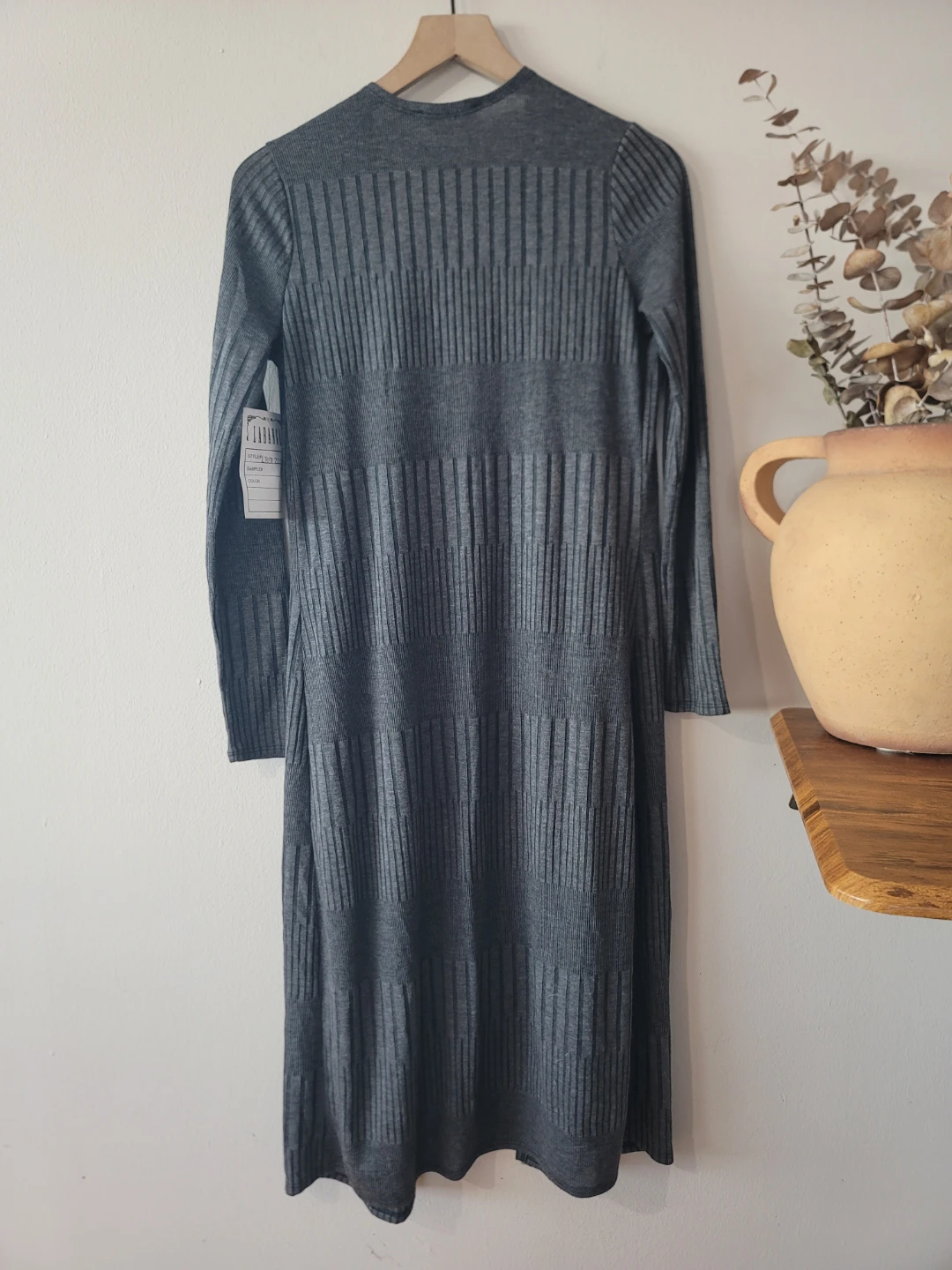 La Banga Charcoal Ribbed Knit Maxi Duster Cardigan NWT Sz S Y2K - photo 5