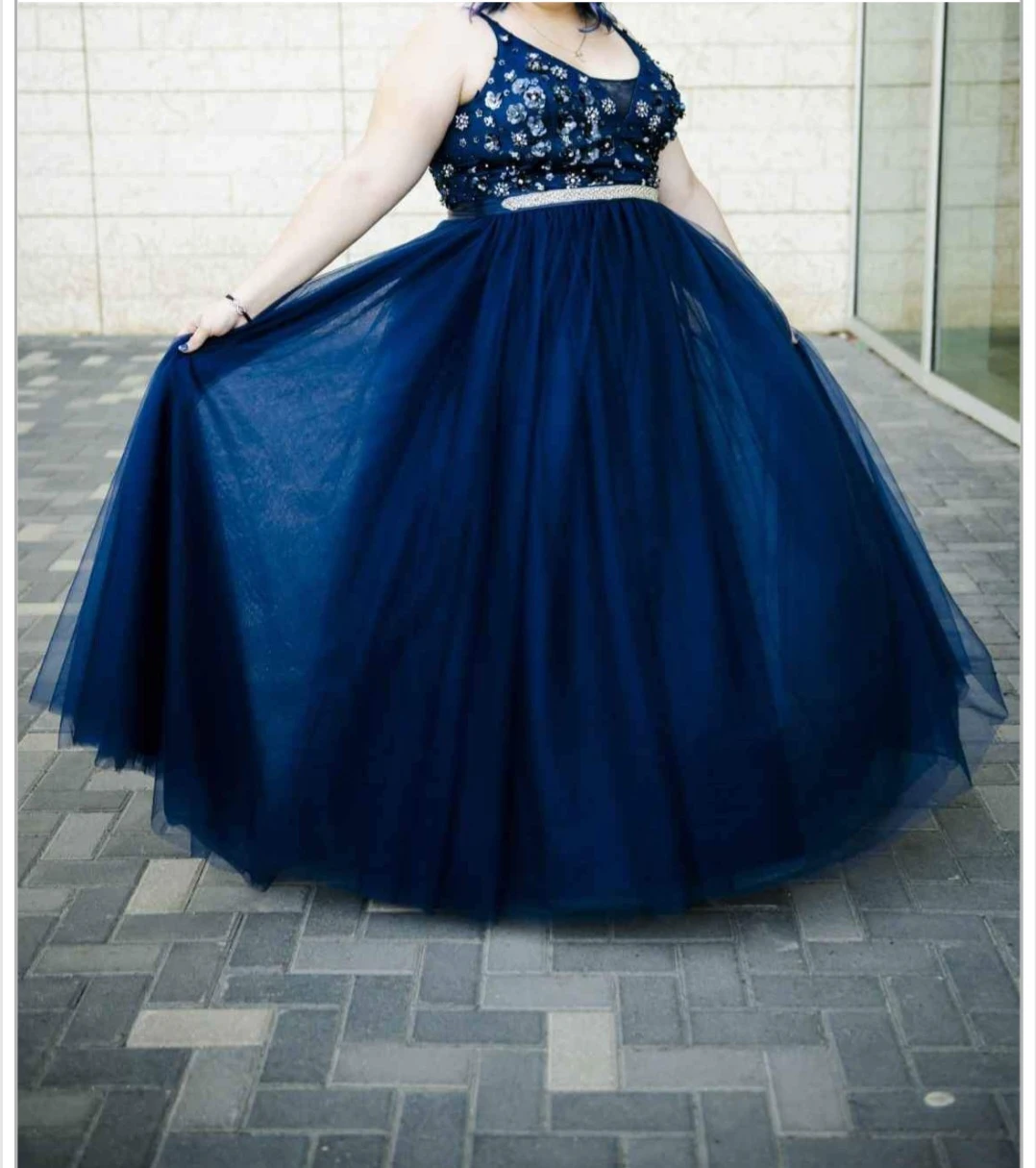 Blue Tulle Gown with Beaded Bodice