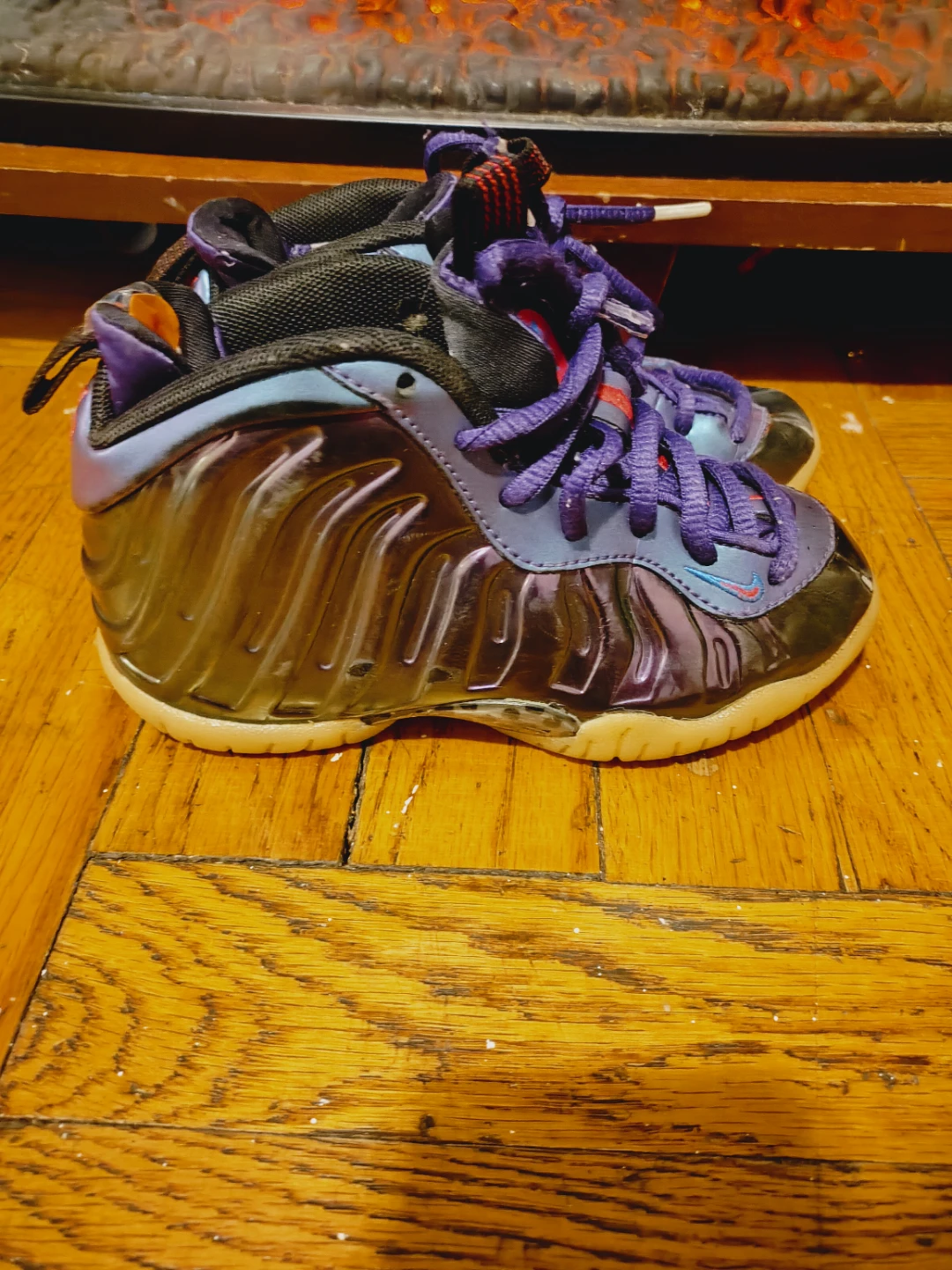 🏆Nike Little Posite One Shoes Purple Size 11C - photo 2