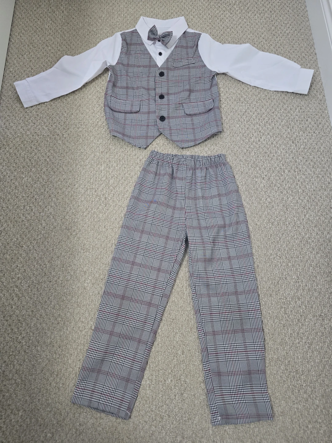 Plaid Vest, Shirt, and Pants Set with Bowtie