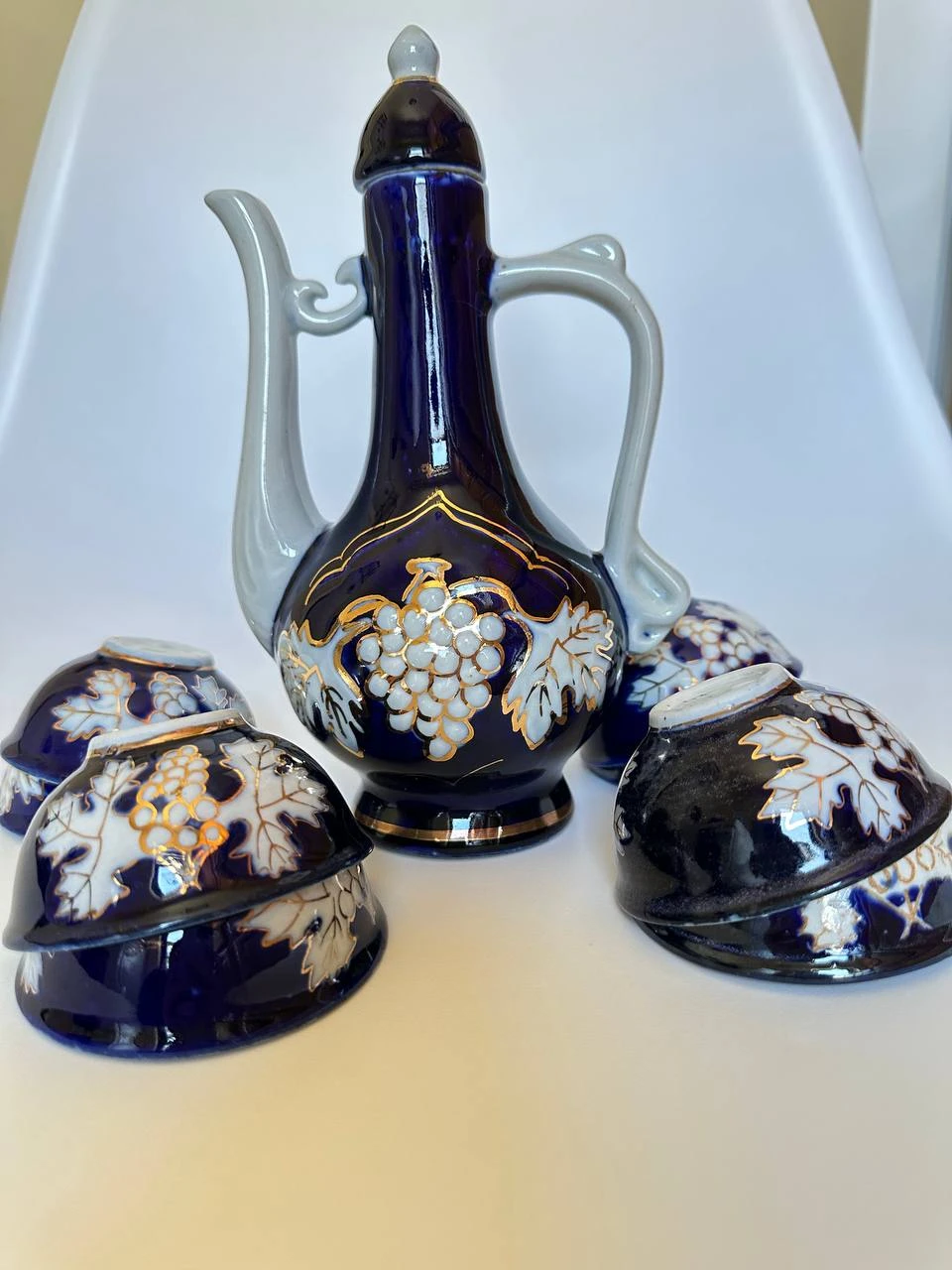 Vintage Ceramic Pitcher and Cups Set - photo 2