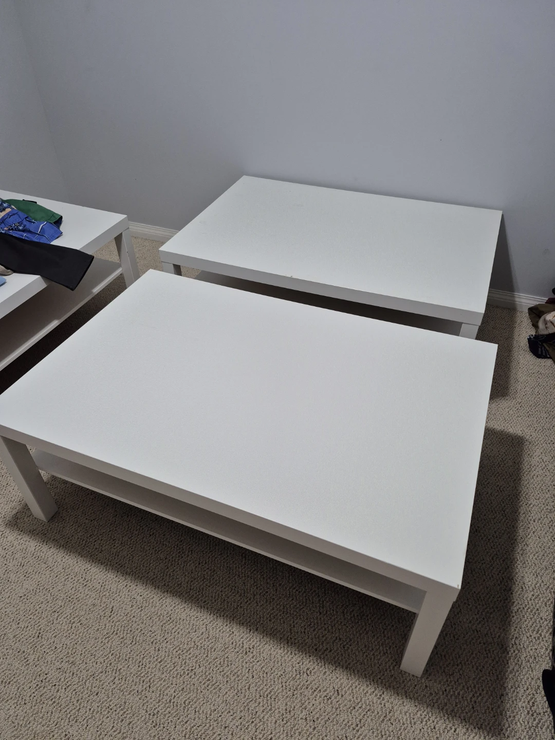 3 White Coffee Table with Shelf - photo 3