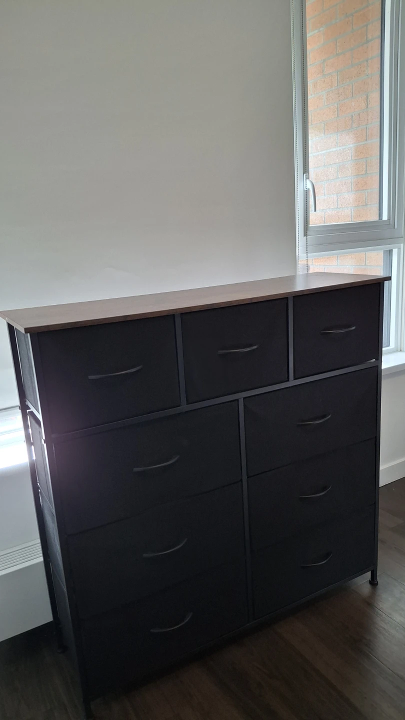 Somdot 9 Drawer Dresser with Wooden Top - Black Rustic Brown - photo 3