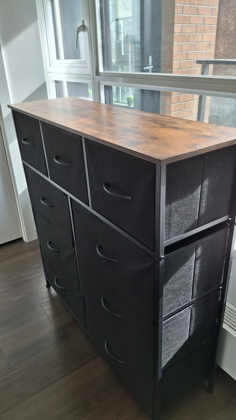 Somdot 9 Drawer Dresser with Wooden Top - Black Rustic Brown - photo 5