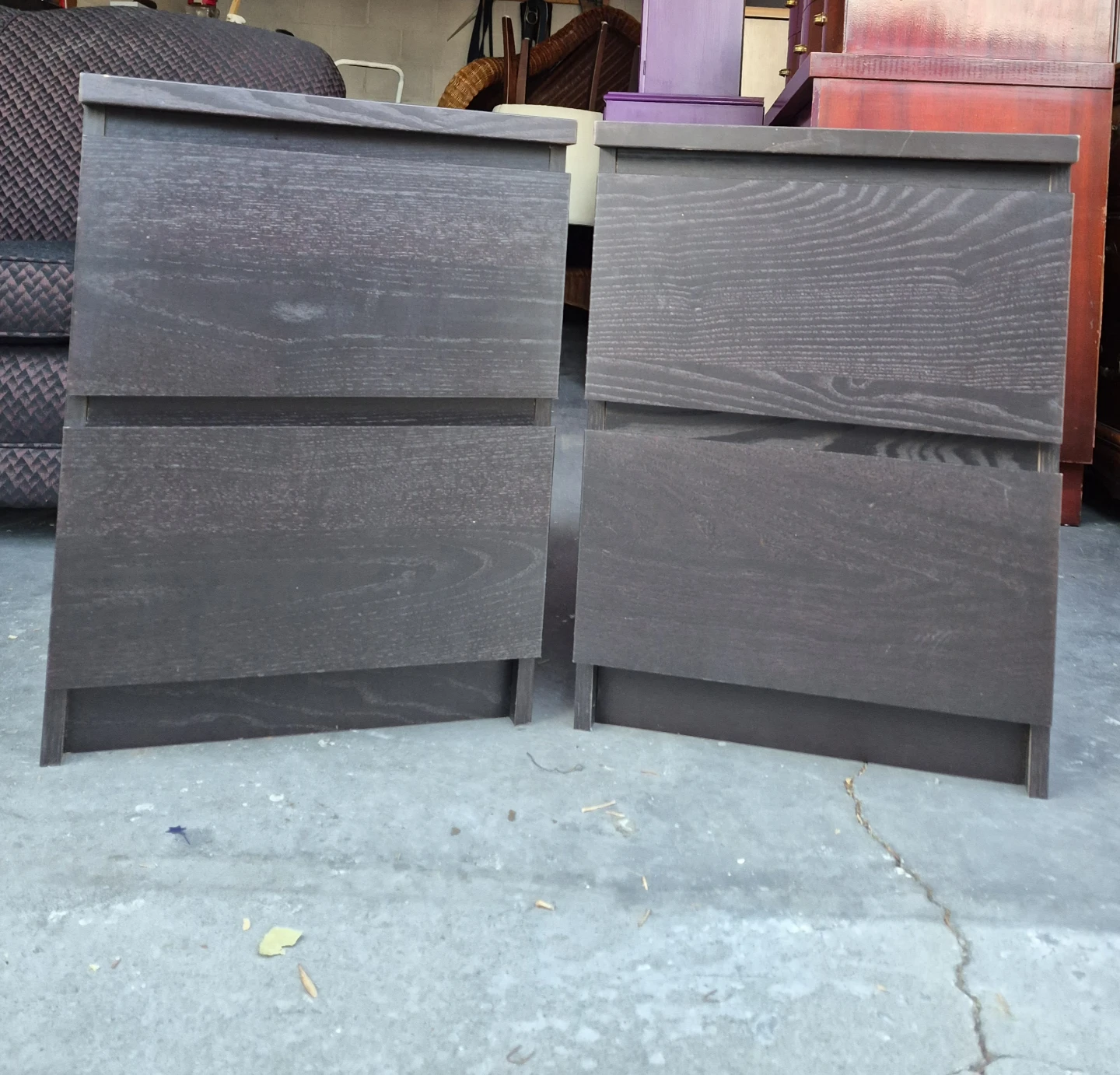 Two dark wood nightstands with drawers - photo 5