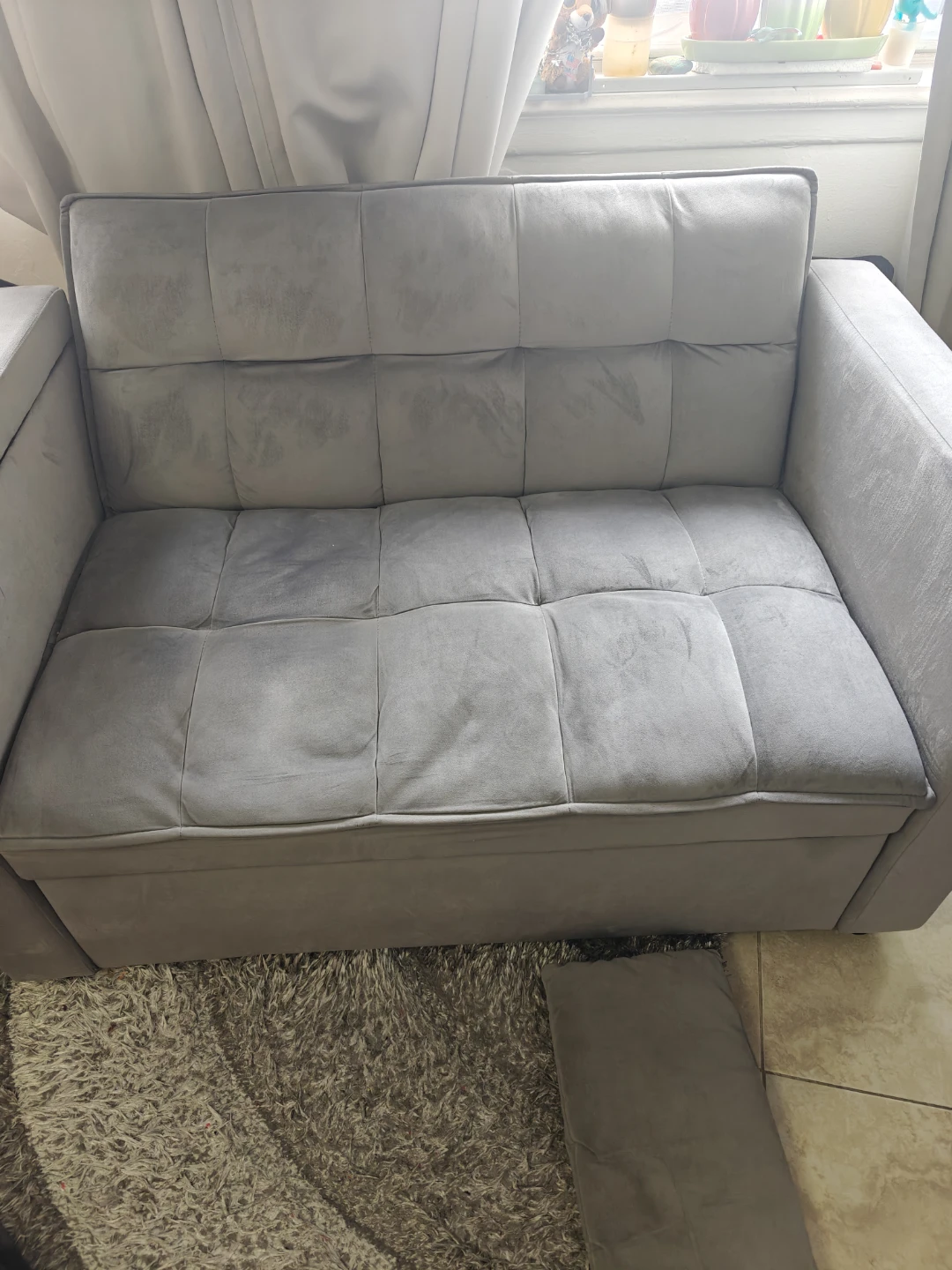Grey Sofa Bed with Tufted Cushions - photo 3