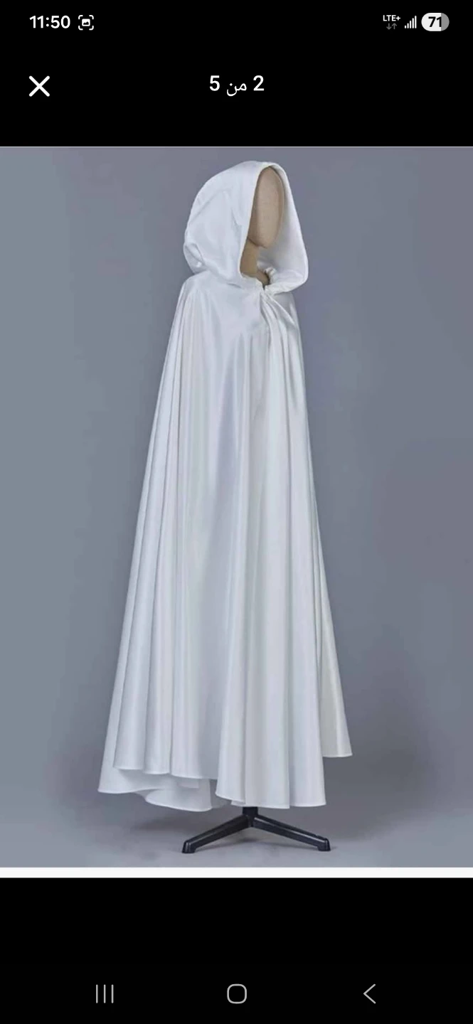 White Satin Hooded Cloak Cape - photo 2