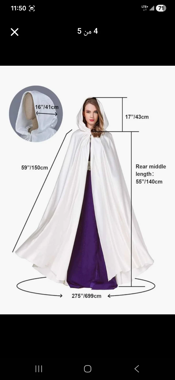 White Satin Hooded Cloak Cape - photo 4