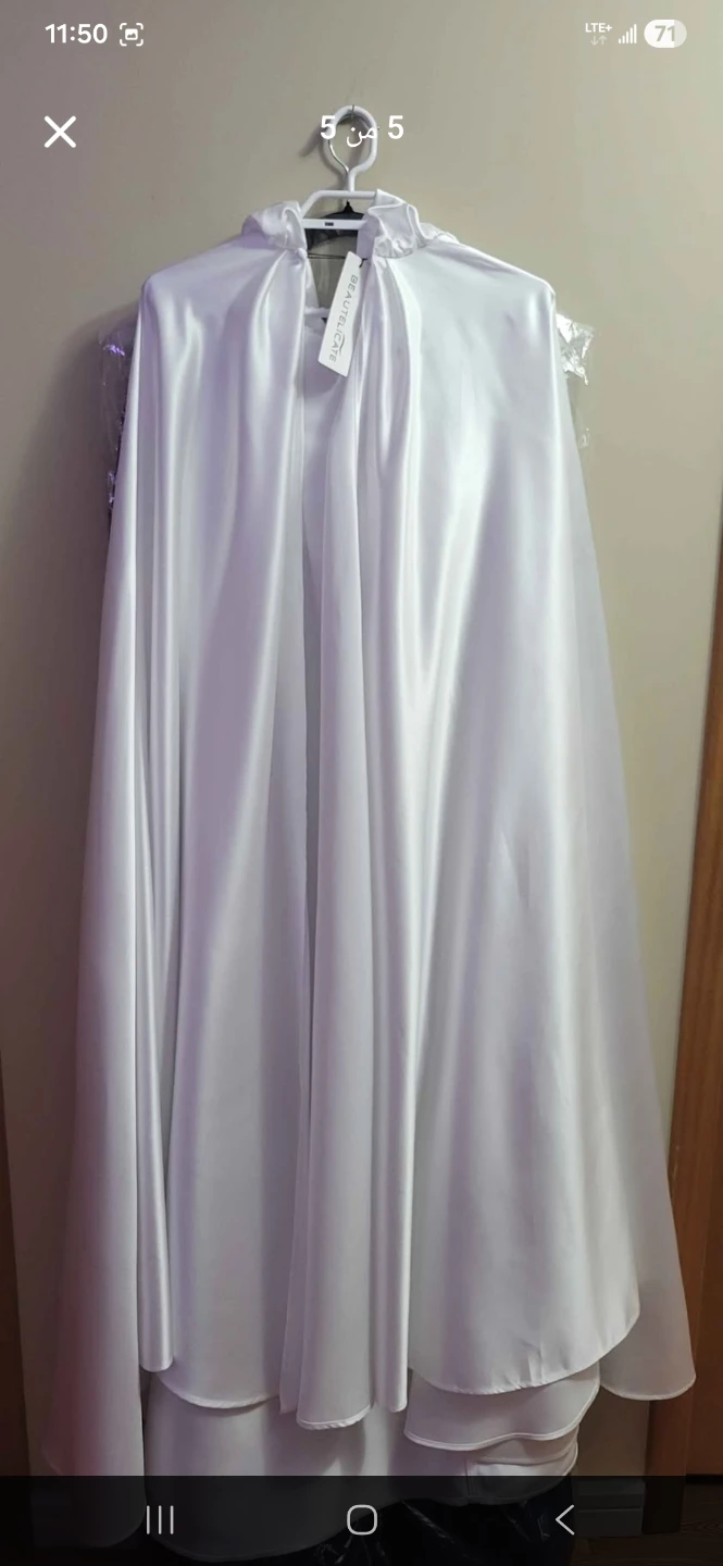White Satin Hooded Cloak Cape - photo 5