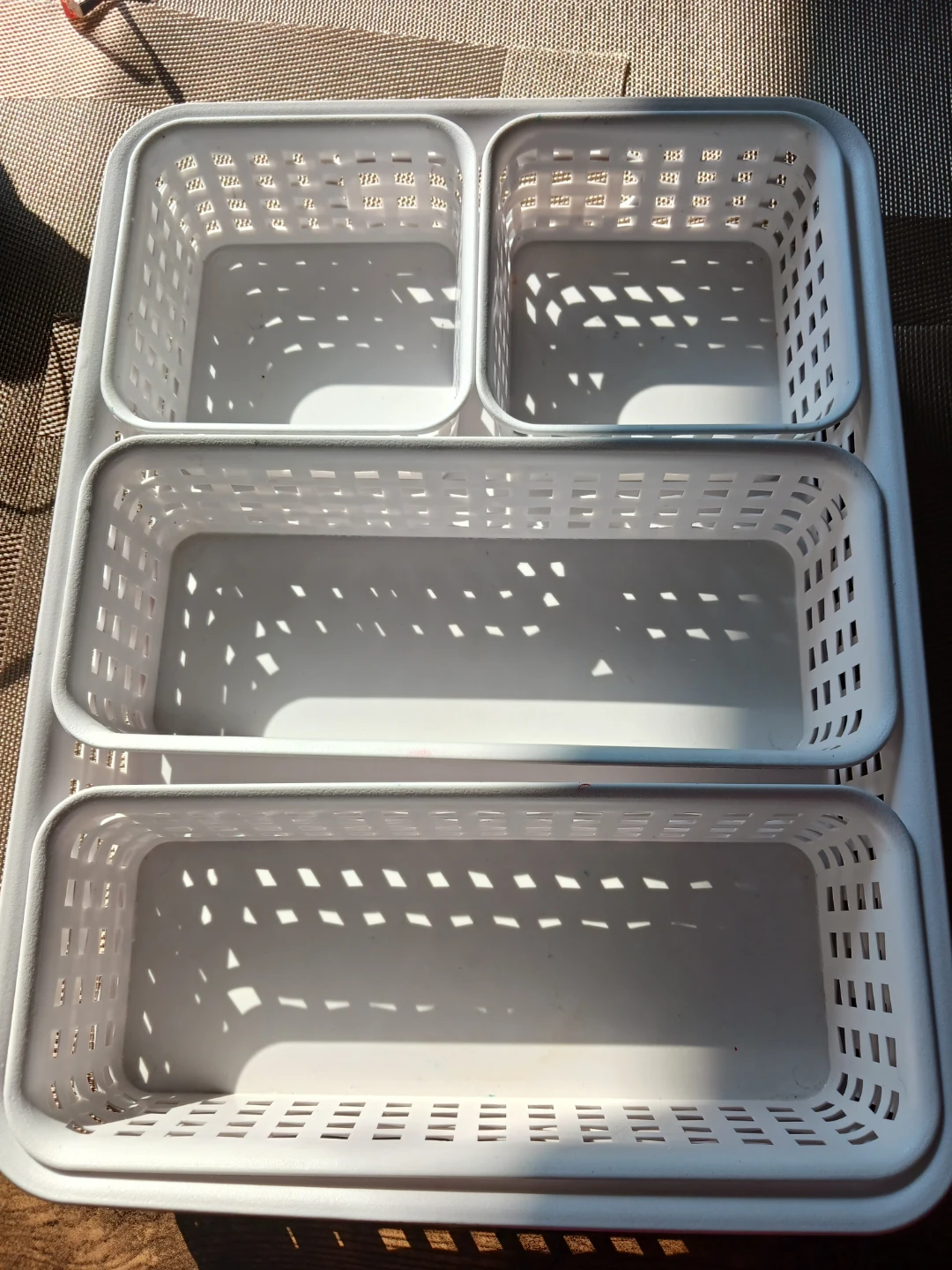 White Desk Organizer Tray with Baskets