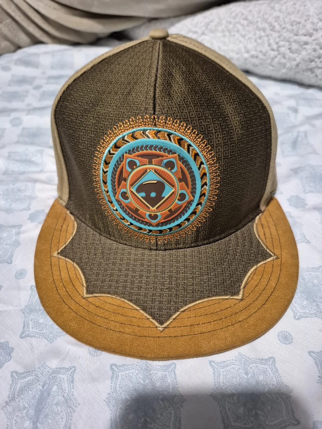 Brown Baseball Cap with Tribal Design