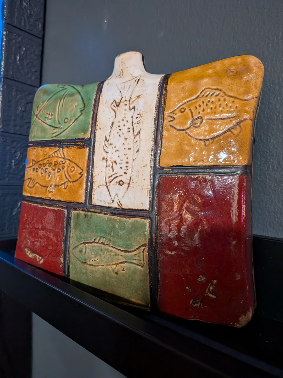 Ceramic Decorative Plaque with Fish Design