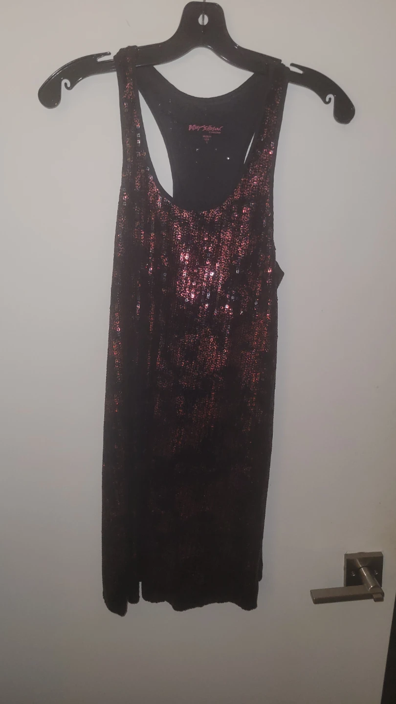Betsey Johnson Sequin Tank Dress - Black/Red - Size S - photo 2