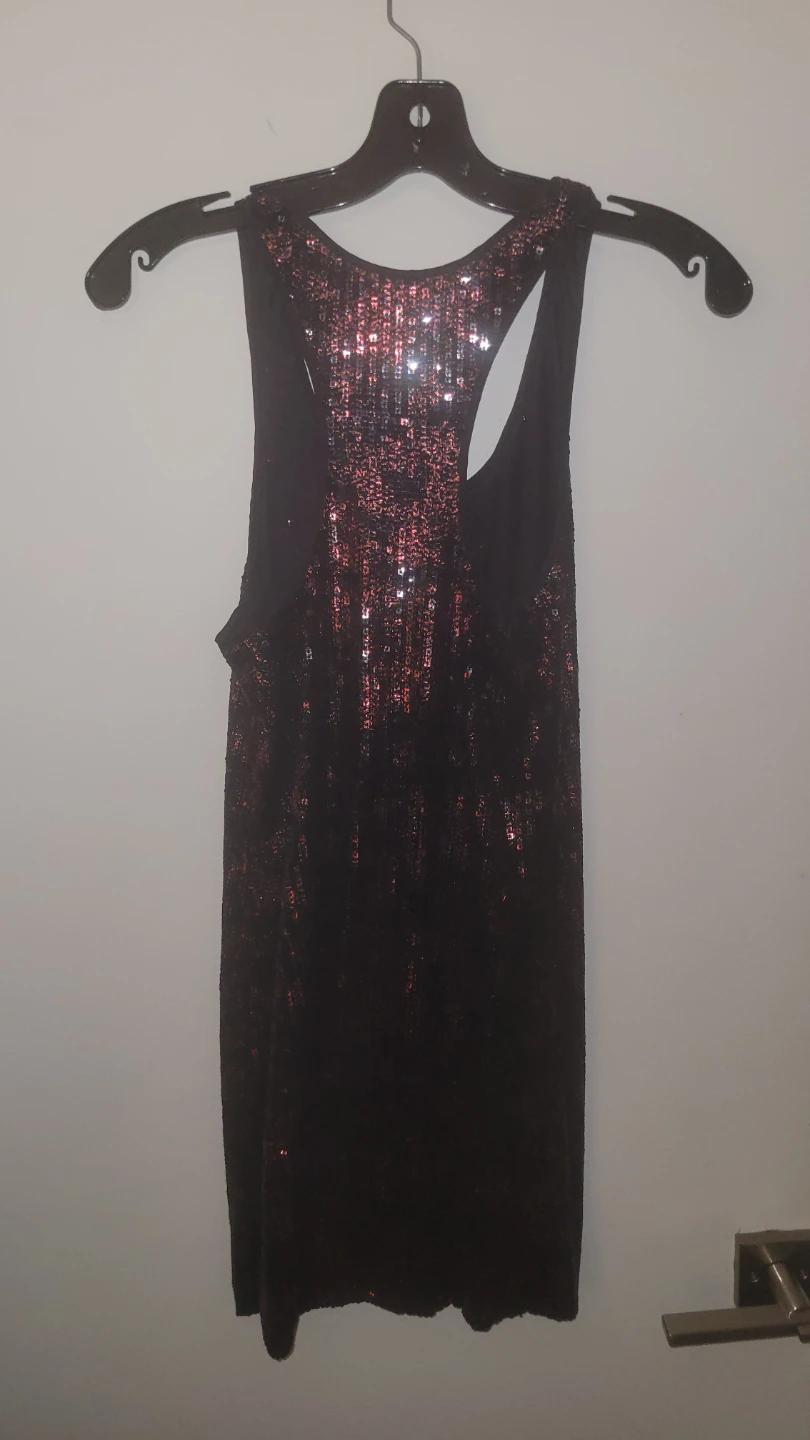 Betsey Johnson Sequin Tank Dress - Black/Red - Size S - photo 3