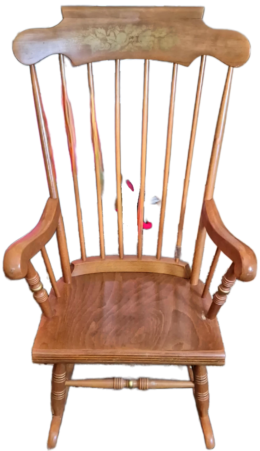 Wooden Rocking Chair with Floral Design