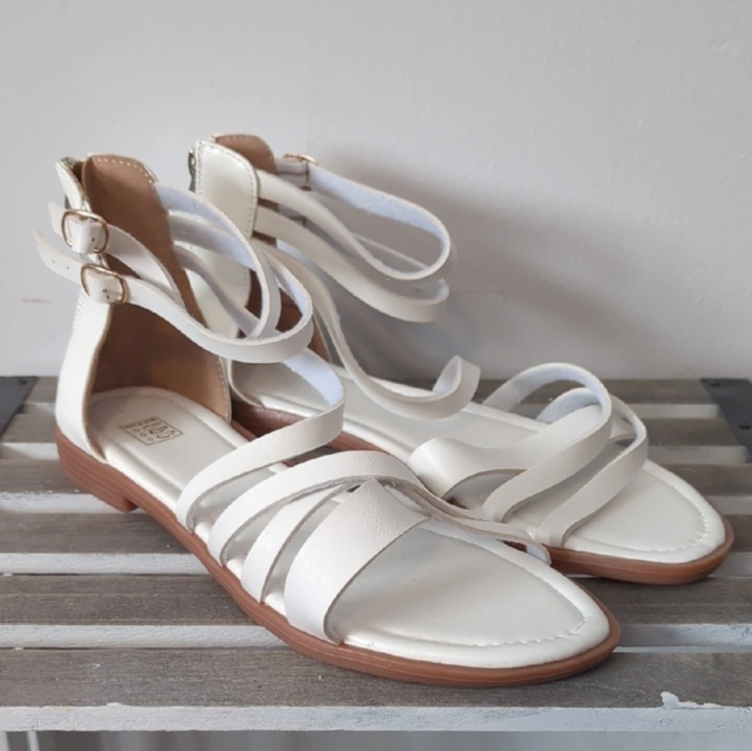 Women's White Strappy Glider Sandals - Size 41
