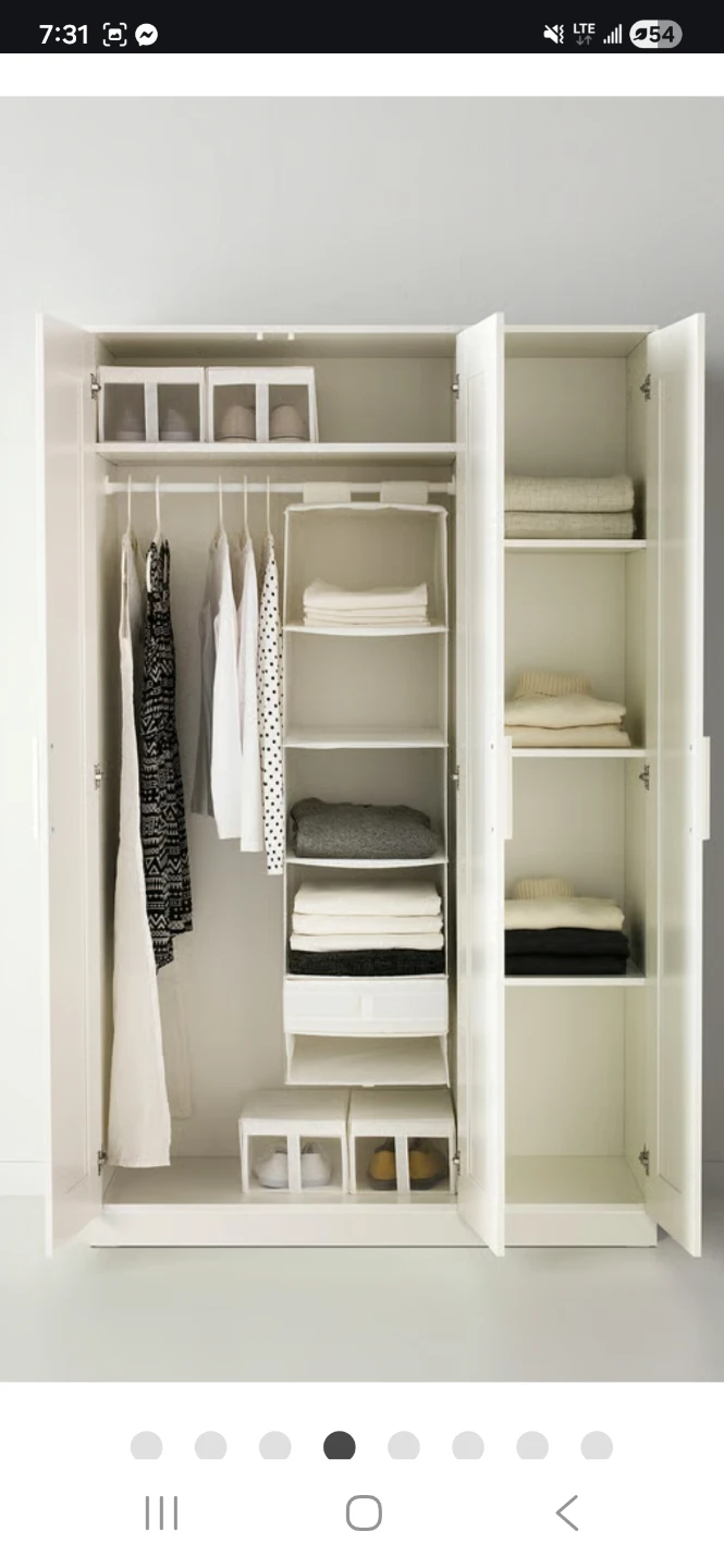 White 3-Door Wardrobe Closet with Mirror - photo 2