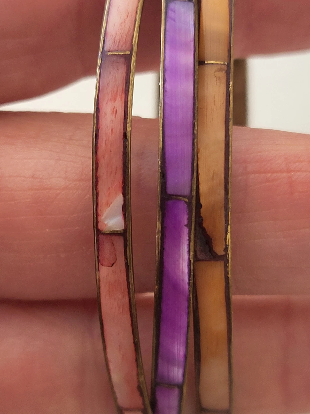 Set of 3 Inlaid Bangle Bracelets